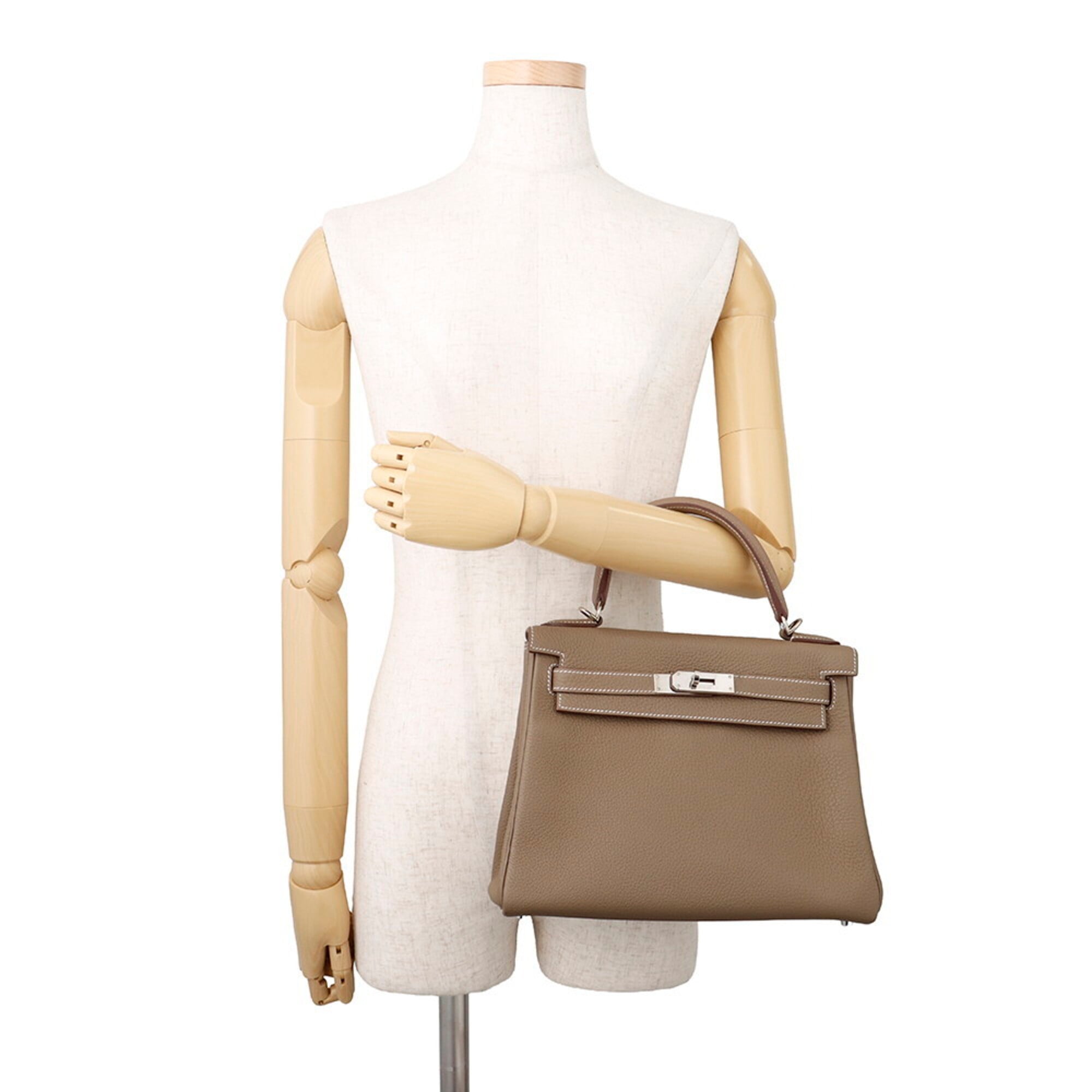 Hermes Kelly Etoupe Gray Togo Leather Handbag (Pre-Owned)