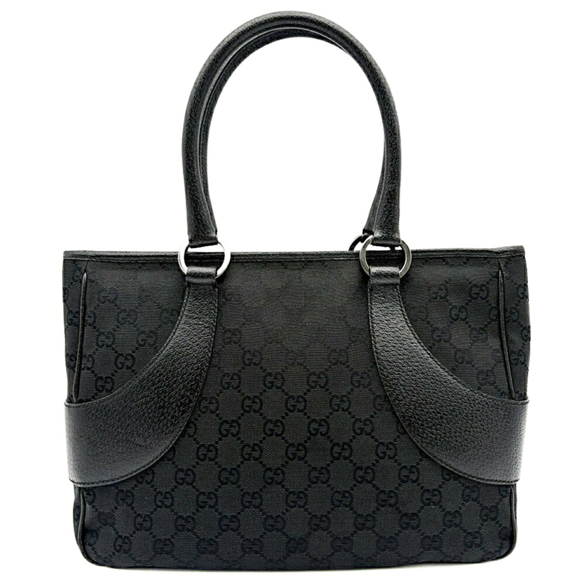 Gucci Black Gg Canvas Leather Tote Bag (Pre-Owned)