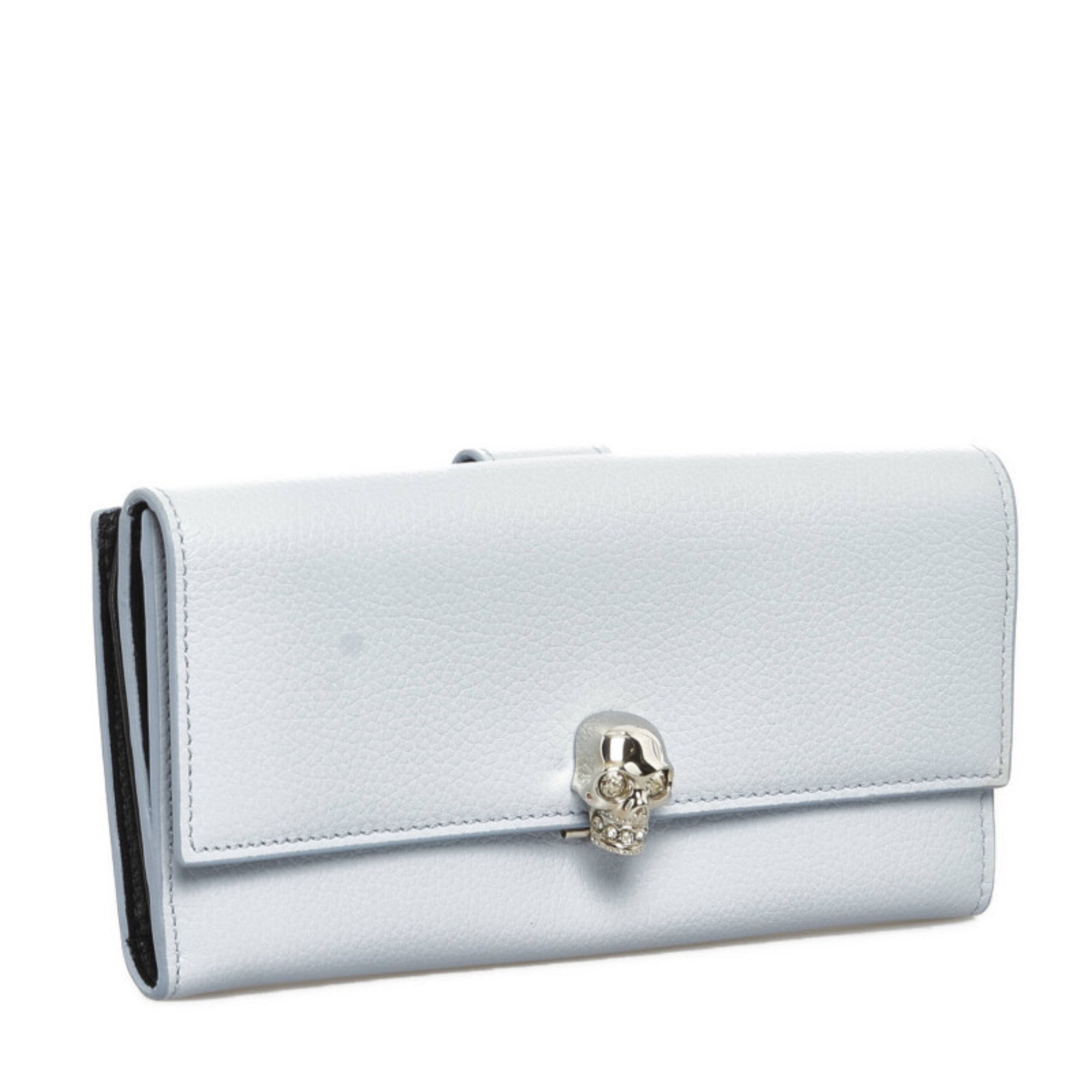 Alexander Mcqueen Light Blue Leather Long Wallet (Tri-Fold) (Pre-Owned)