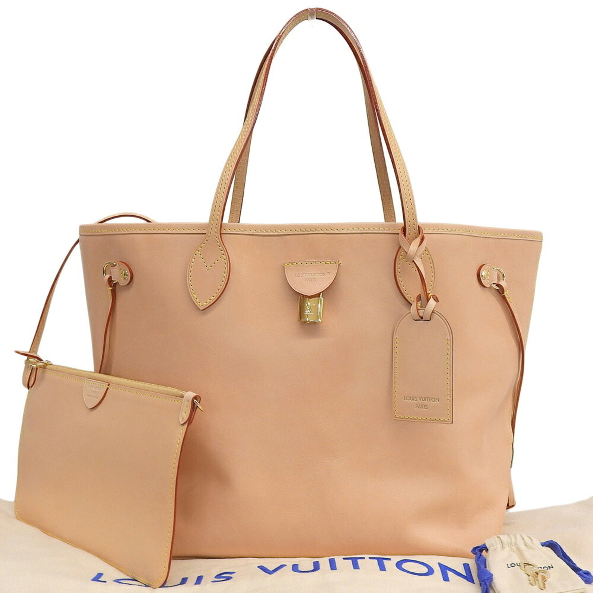 Louis Vuitton Beige Leather Canvas Tote Bag (Pre-Owned)