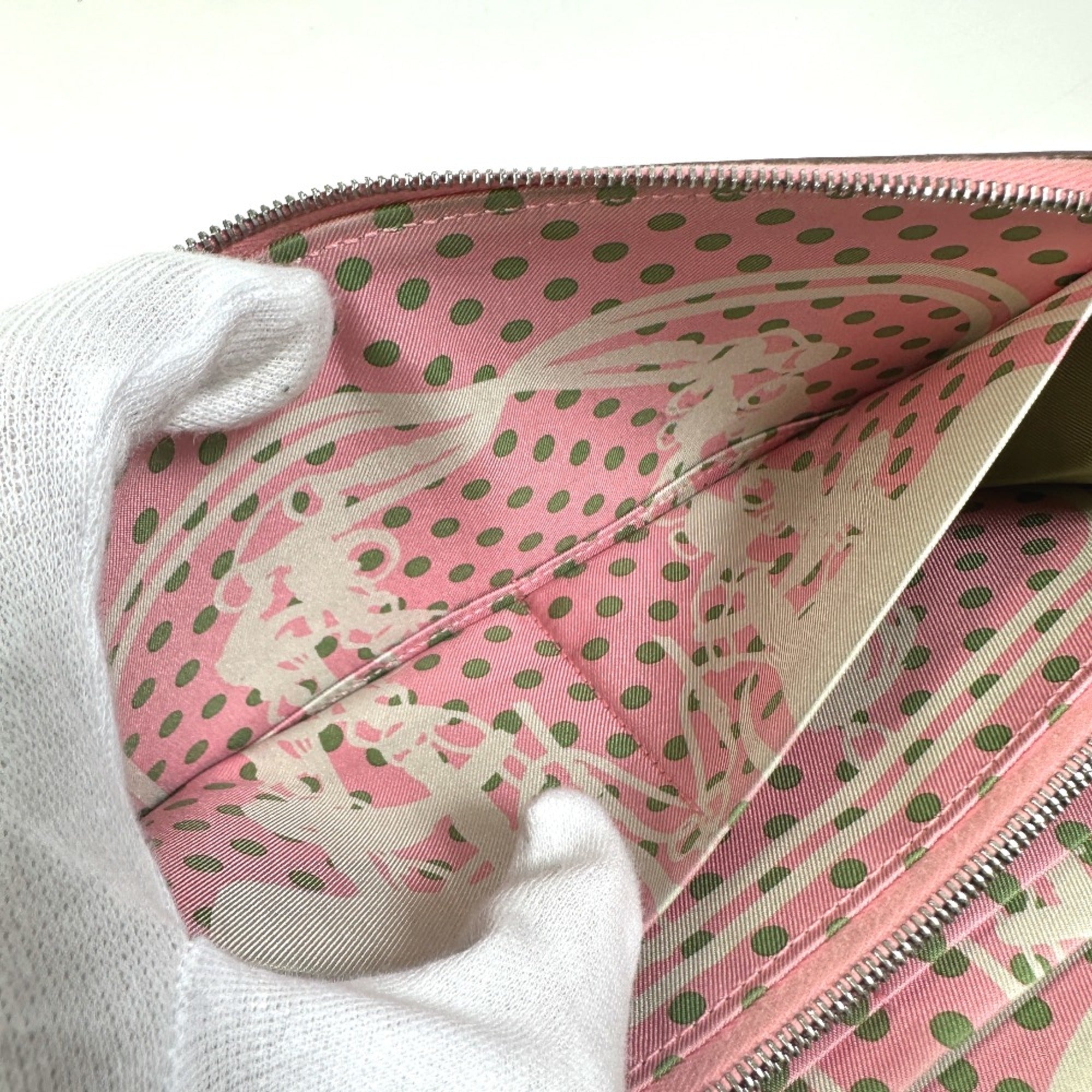 Hermes Pink Leather Long Wallet (Bi-Fold) (Pre-Owned)