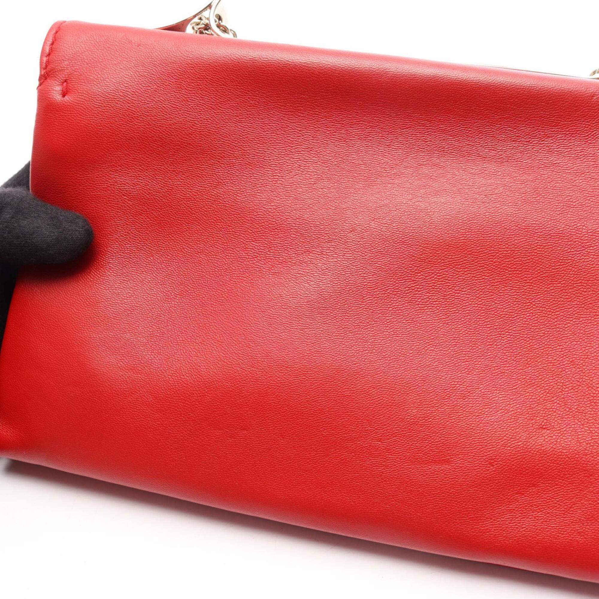 Valentino Red Color Leather Handbag Shoulder Bag (Pre-Owned)