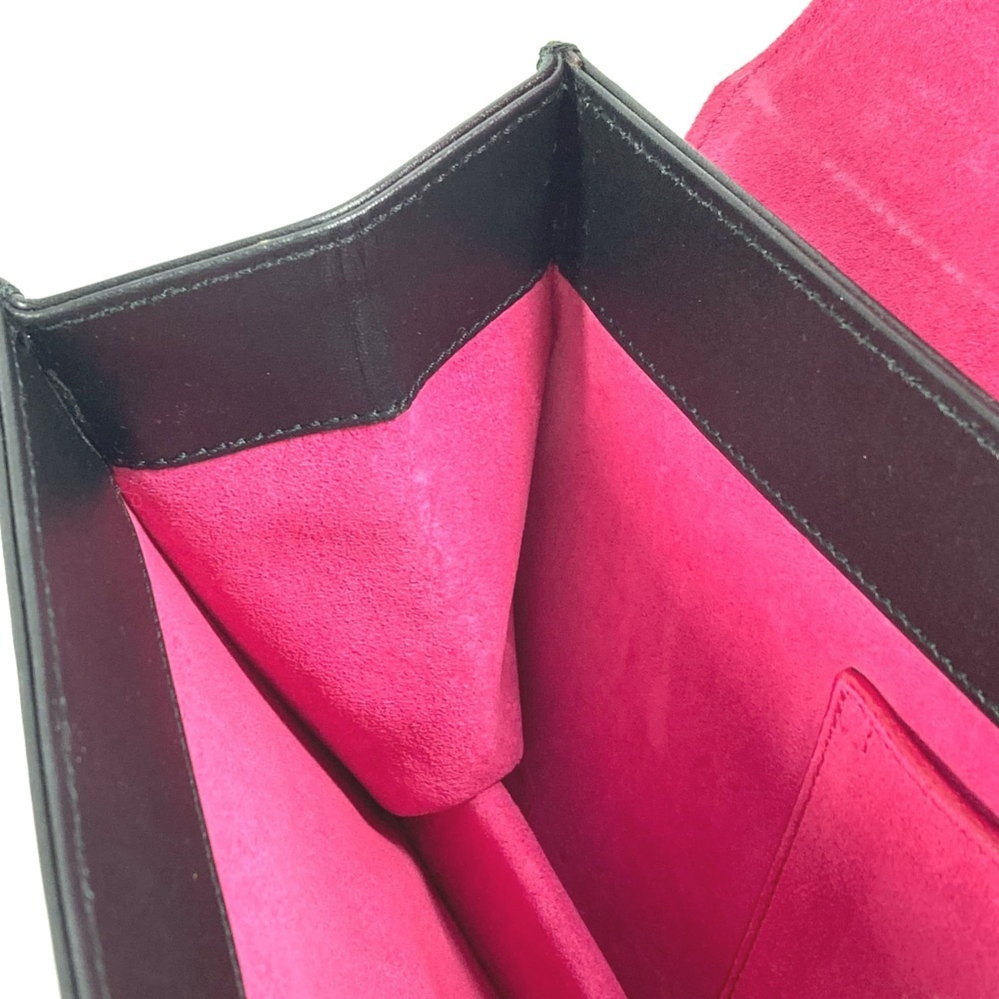 Yves Saint Laurent Black Pink Leather Clutch Bag Handbag (Pre-Owned)