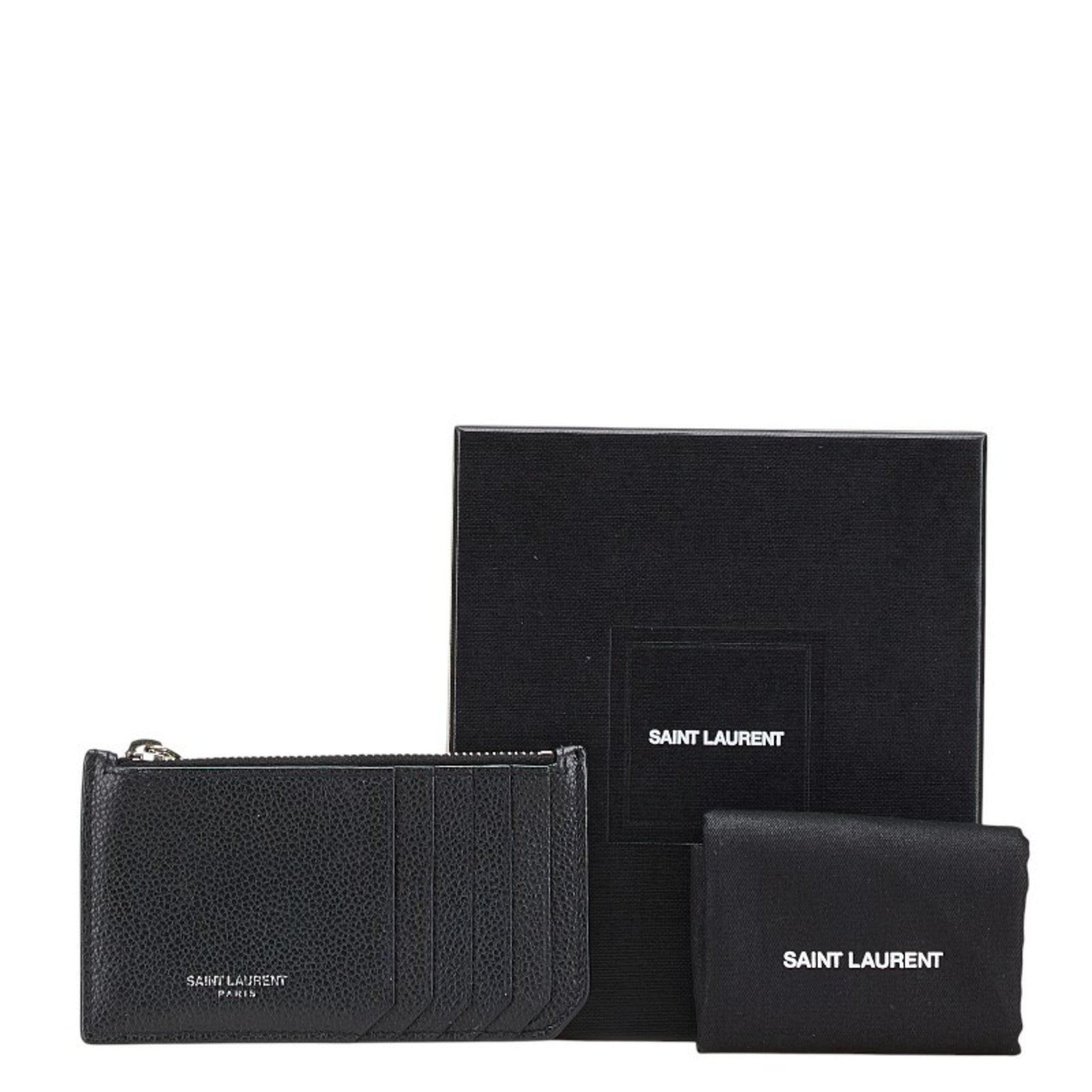 Saint Laurent Black Leather Coin Purse/Coin Case (Pre-Owned)