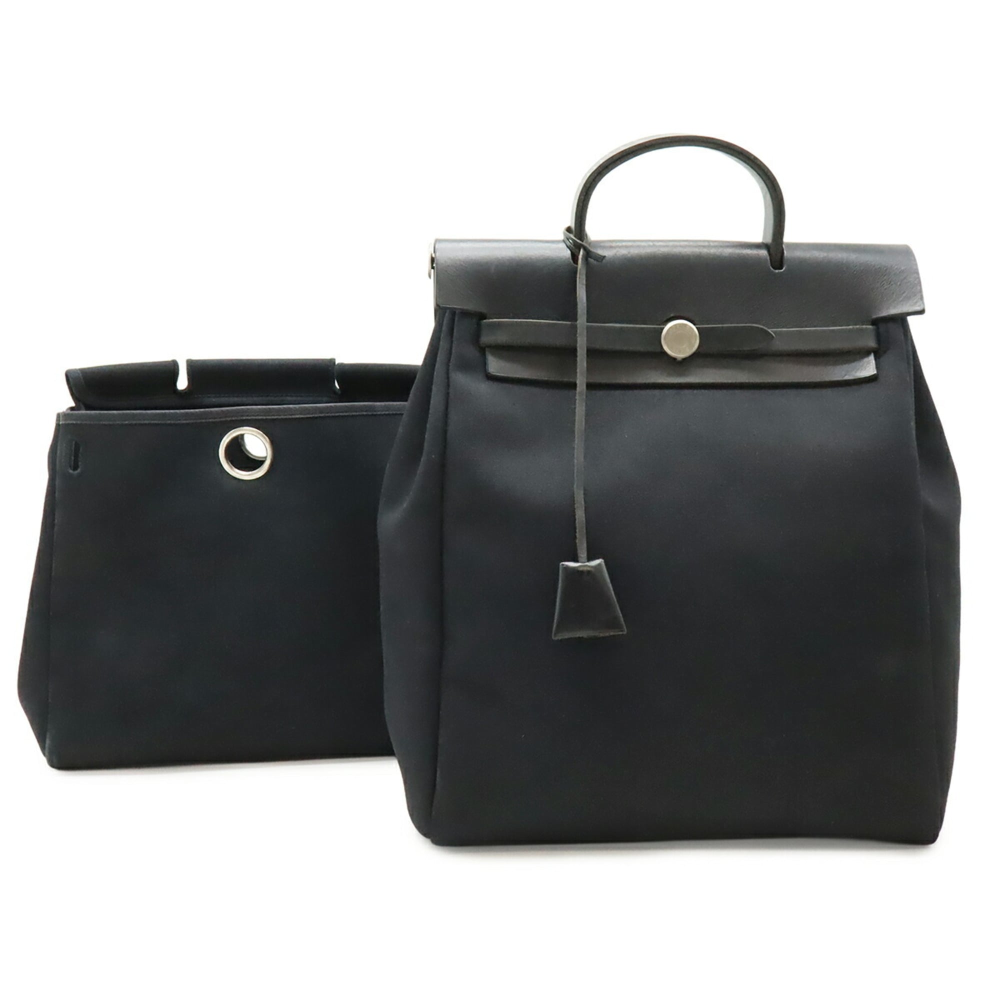 Hermes Black Toile Officier Backpack Handbag (Pre-Owned)