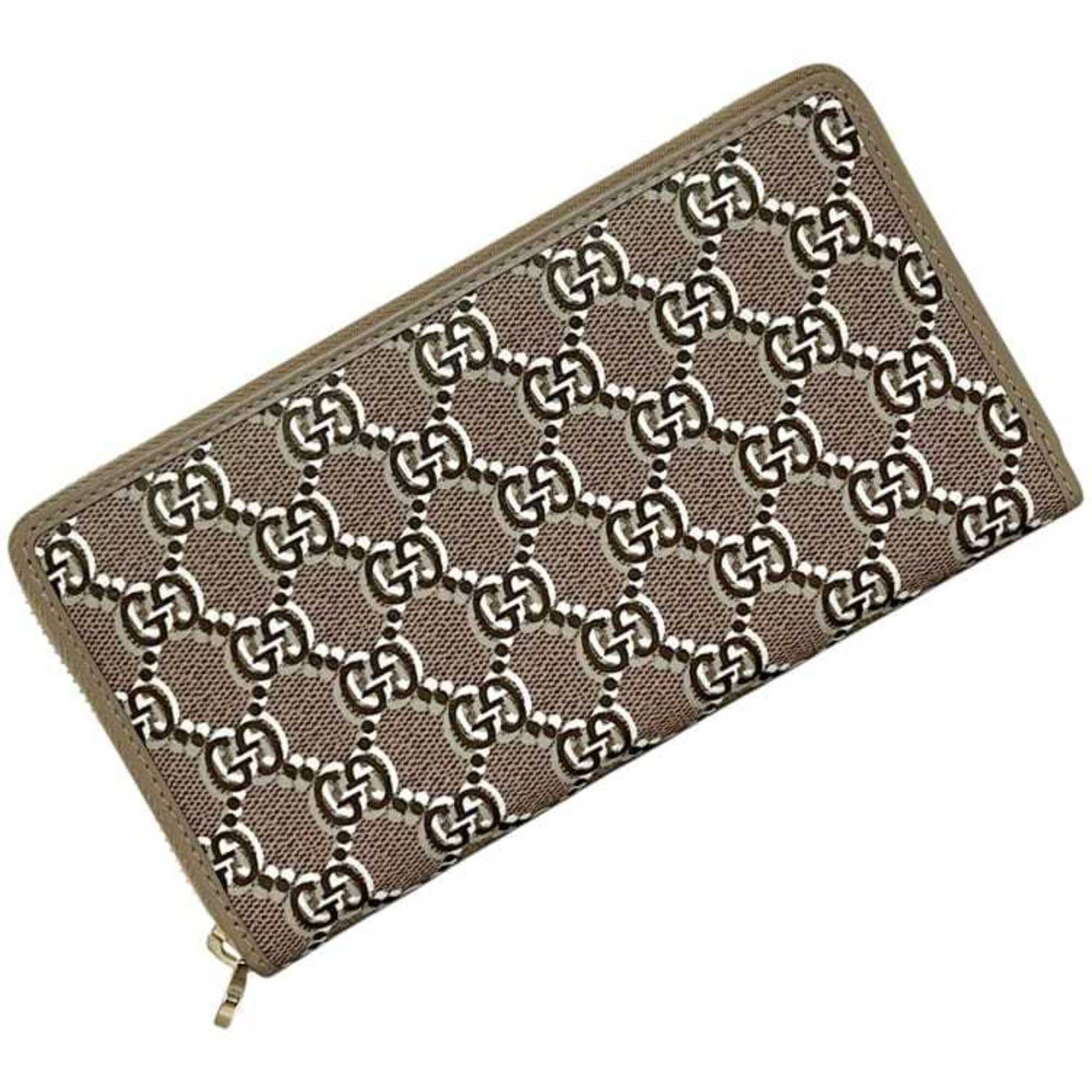 Gucci Beige Pvc Leather Long Wallet (Bi-Fold) (Pre-Owned)