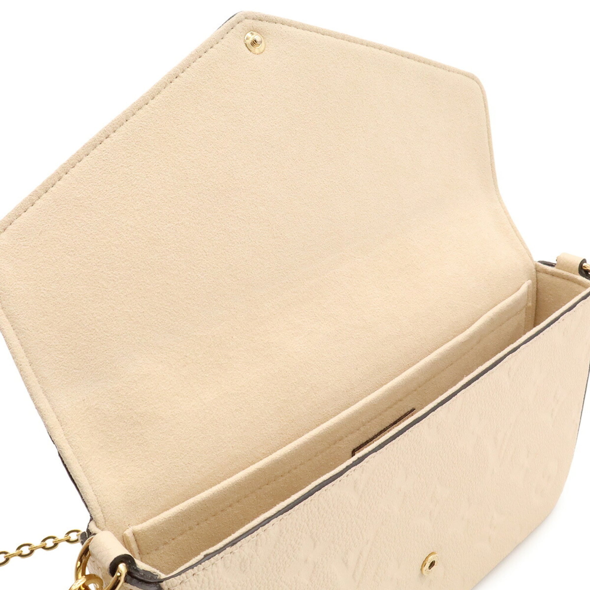 Louis Vuitton Cream Leather Clutch Bag Pochette Shoulder Bag (Pre-Owned)