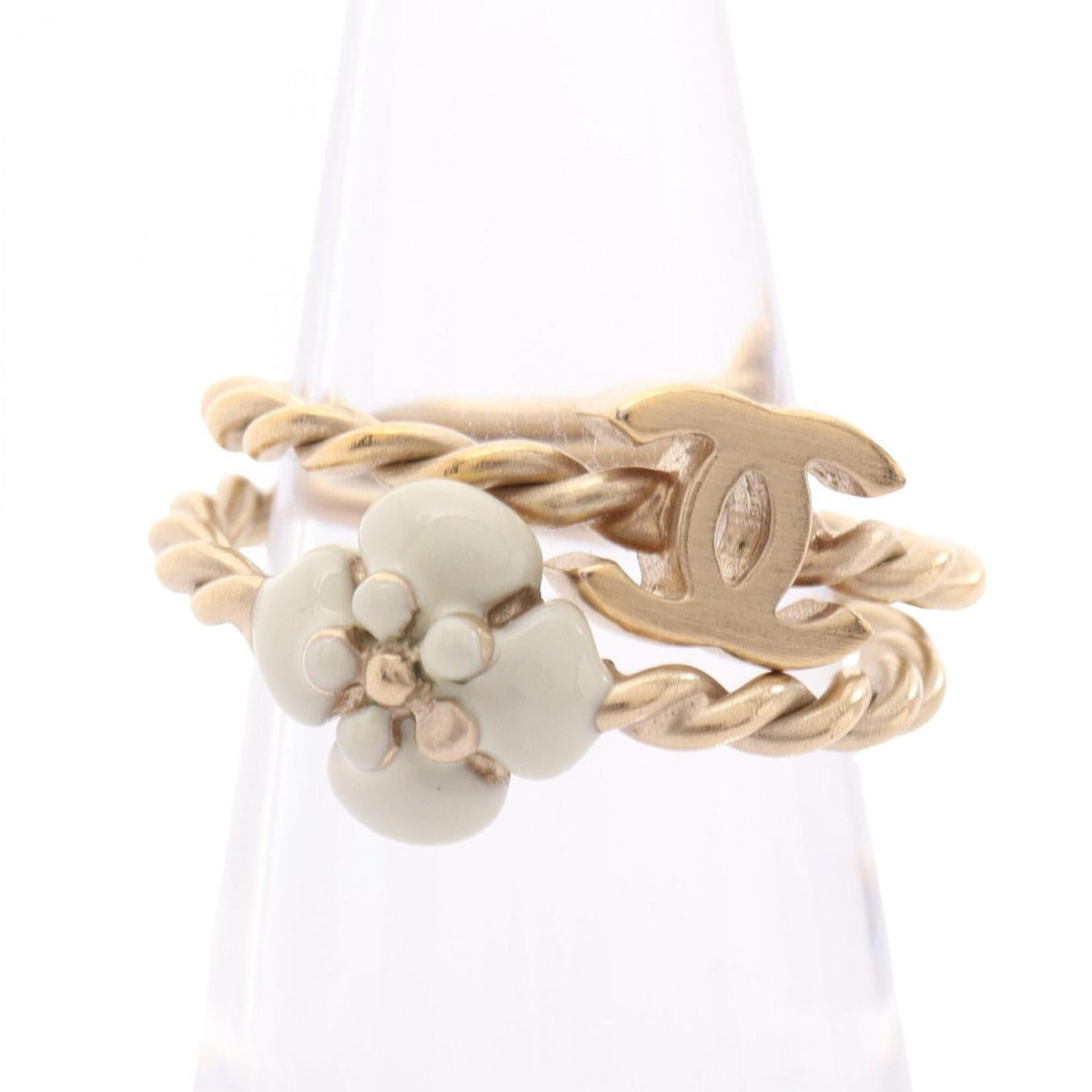 Chanel Gold White Gold Plating Band Ring (Pre-Owned)