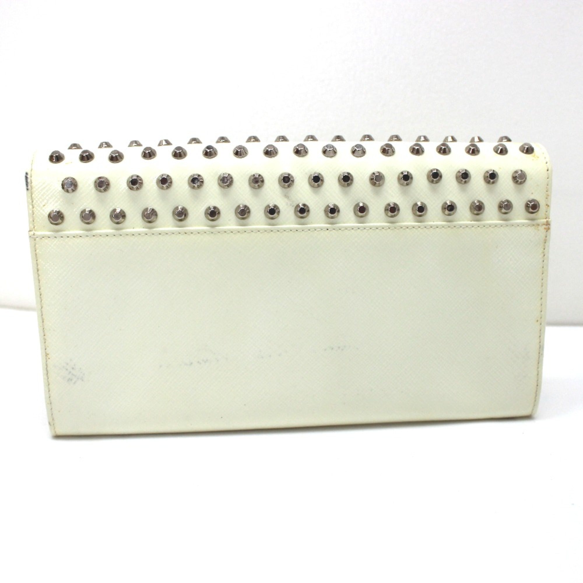 Prada White Leather Long Wallet (Bi-Fold) (Pre-Owned)