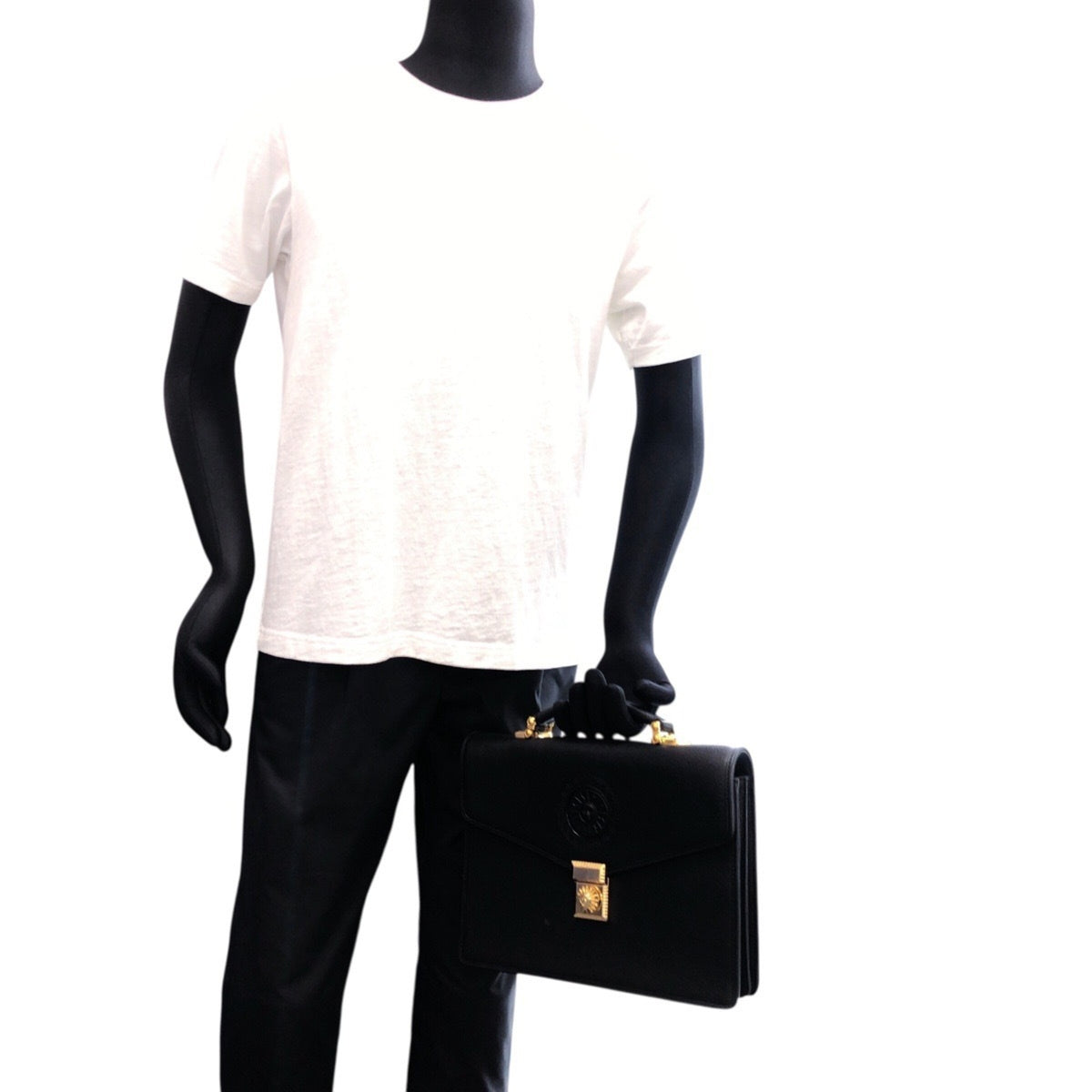Versace Black Leather Clutch Bag (Pre-Owned)