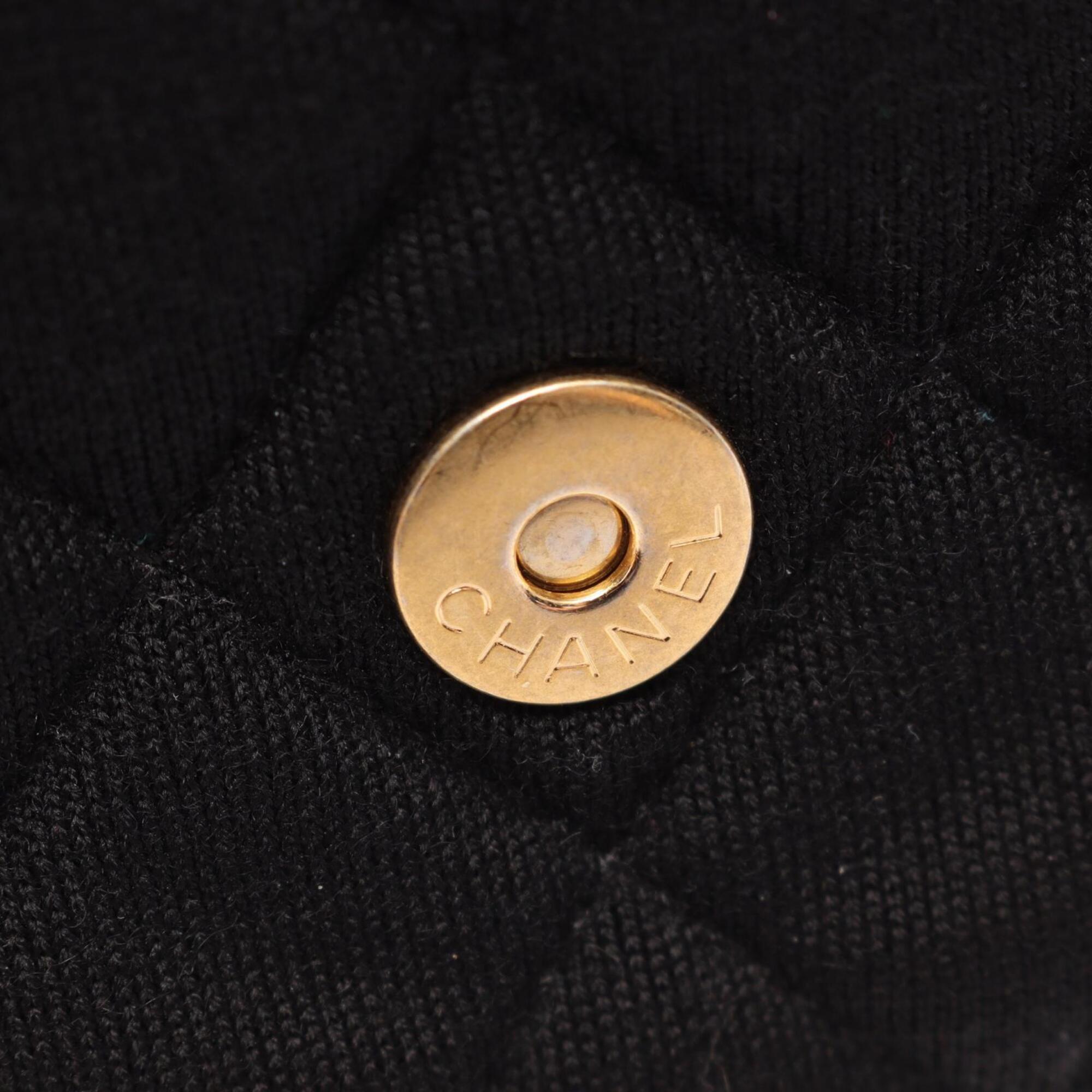 Chanel Black Cotton Jersey Handbag Shoulder Bag (Pre-Owned)