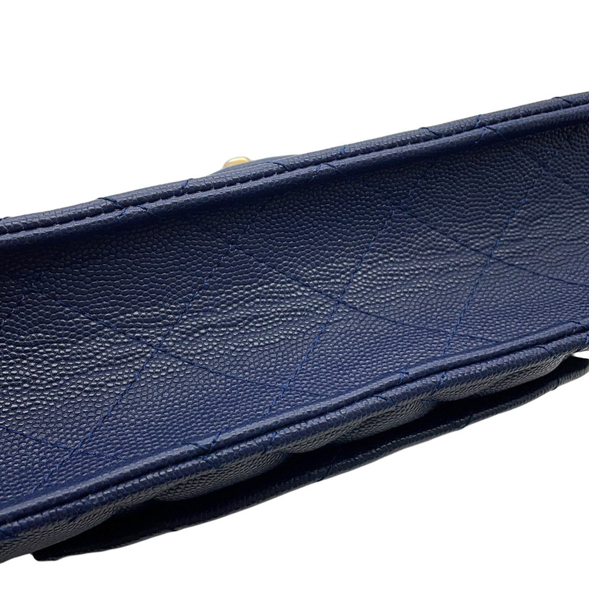 Chanel Navy Grained Calfskin Handbag Shoulder Bag (Pre-Owned)
