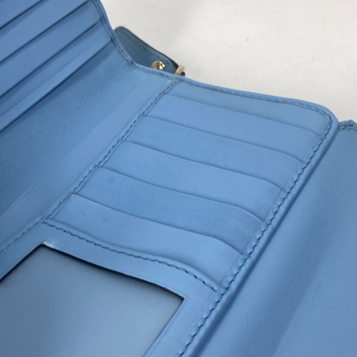 Gucci Blue Leather Long Wallet (Bi-Fold) (Pre-Owned)