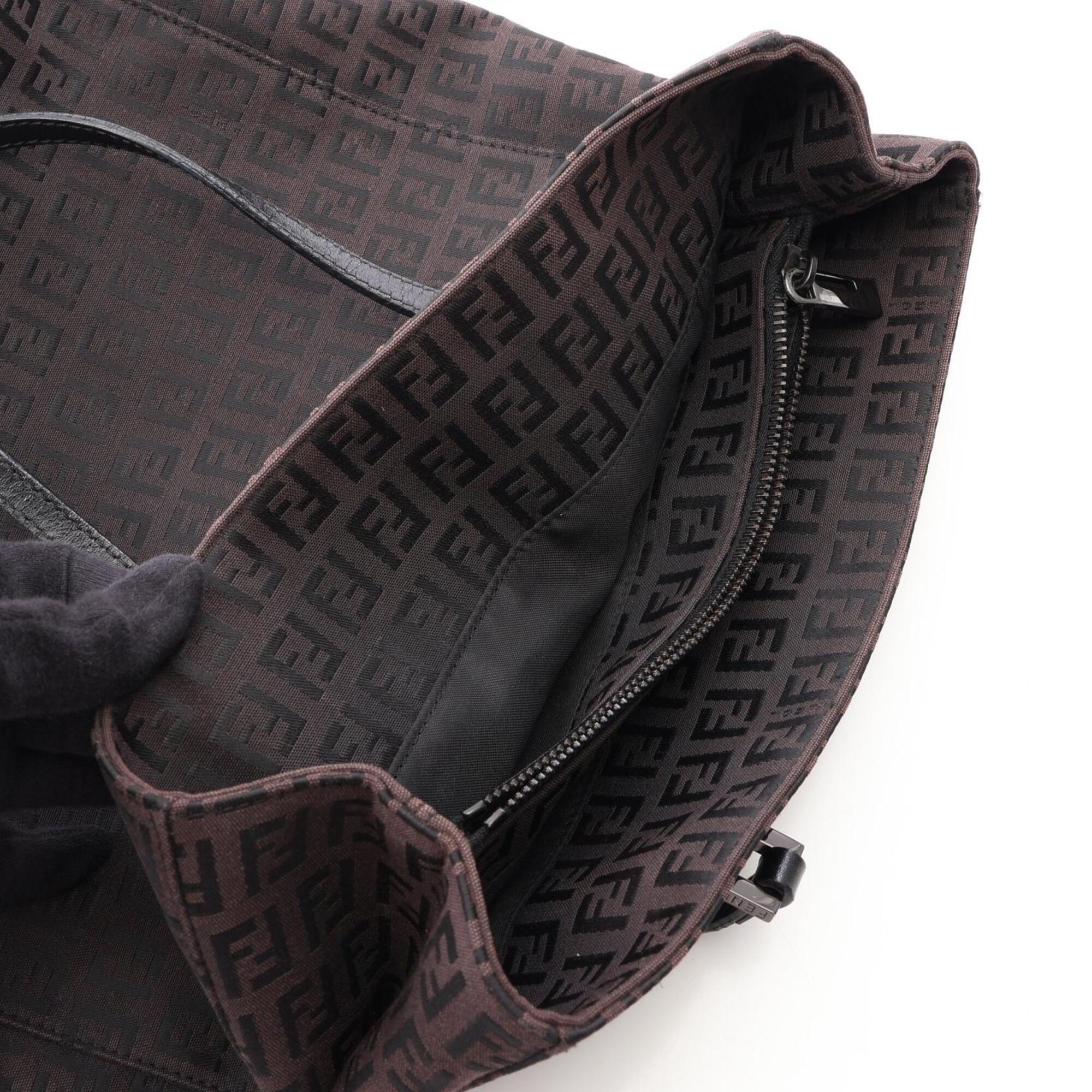 Fendi Brown Canvas Leather Handbag Tote Bag (Pre-Owned)