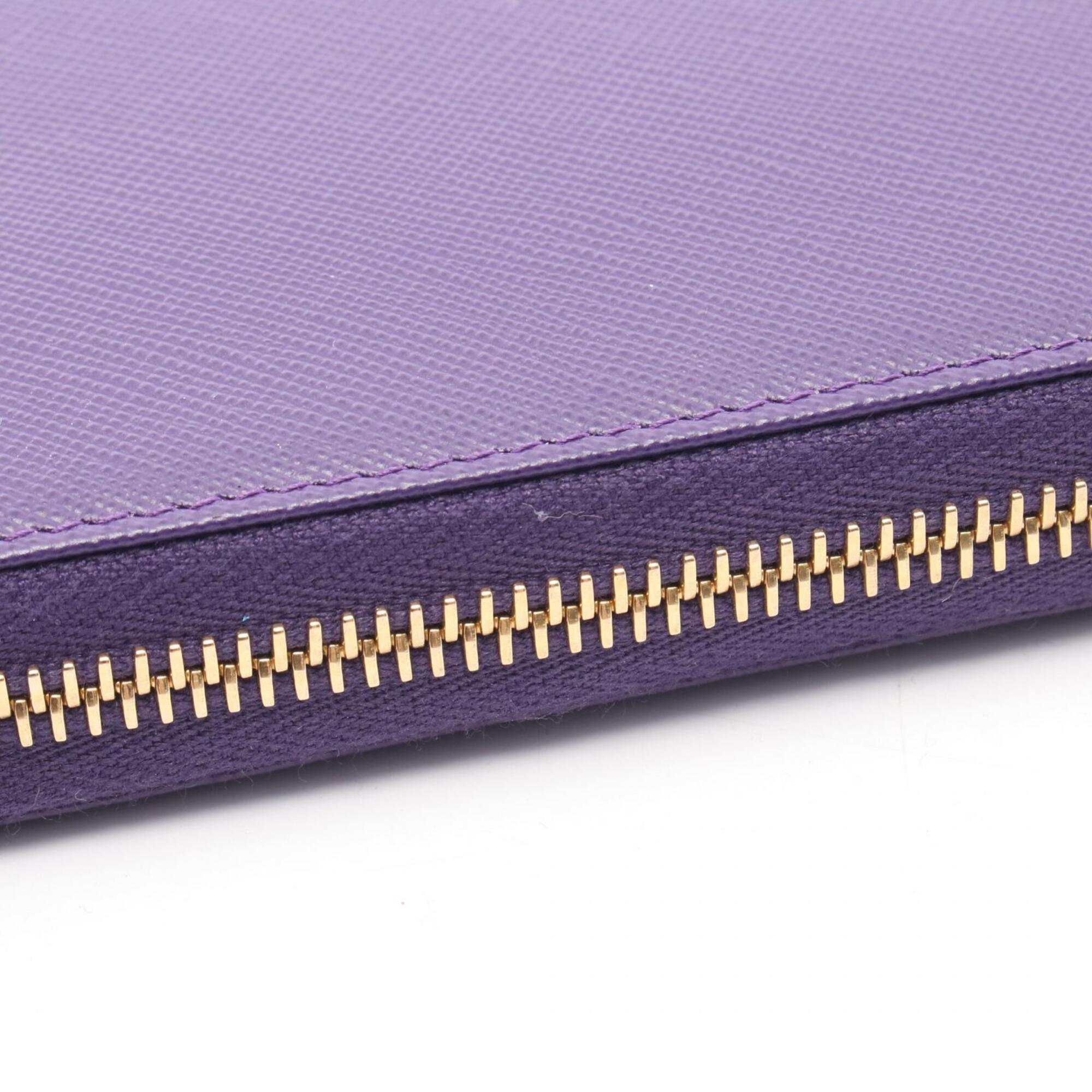 Prada Purple Leather Long Wallet (Bi-Fold) (Pre-Owned)