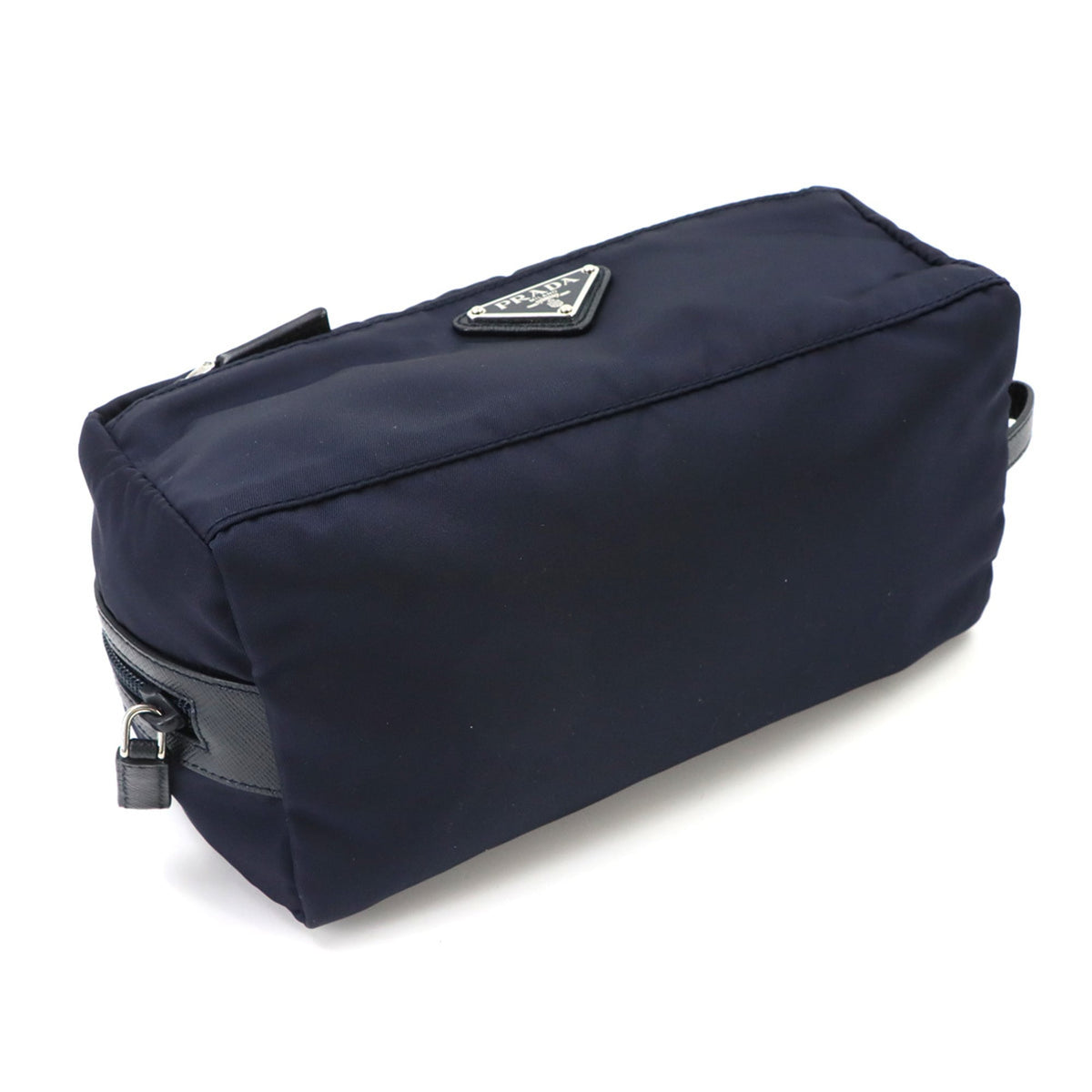 Prada Navy Nylon Leather Handbag Pouch (Pre-Owned)