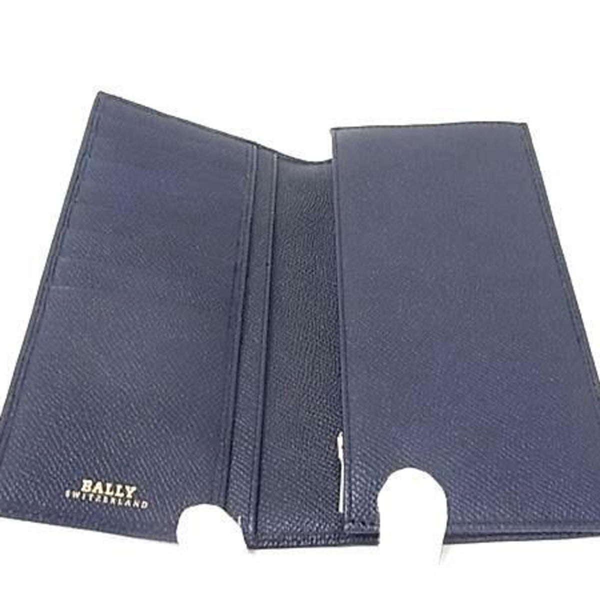 Bally Navy Leather Long Wallet (Bi-Fold) (Pre-Owned)