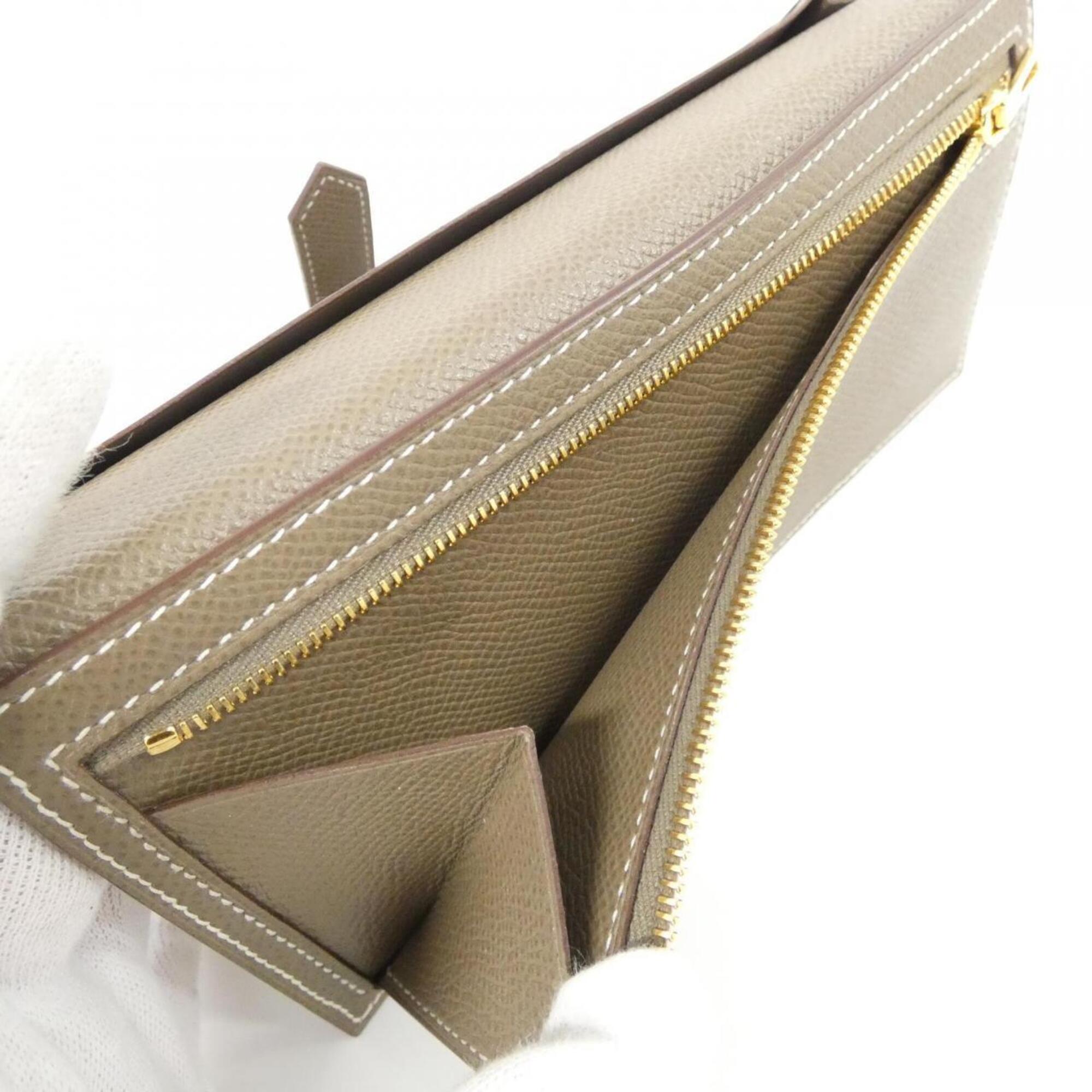 Hermes Etoupe Gray Soufre Epsom Leather Long Wallet (Bi-Fold) (Pre-Owned)