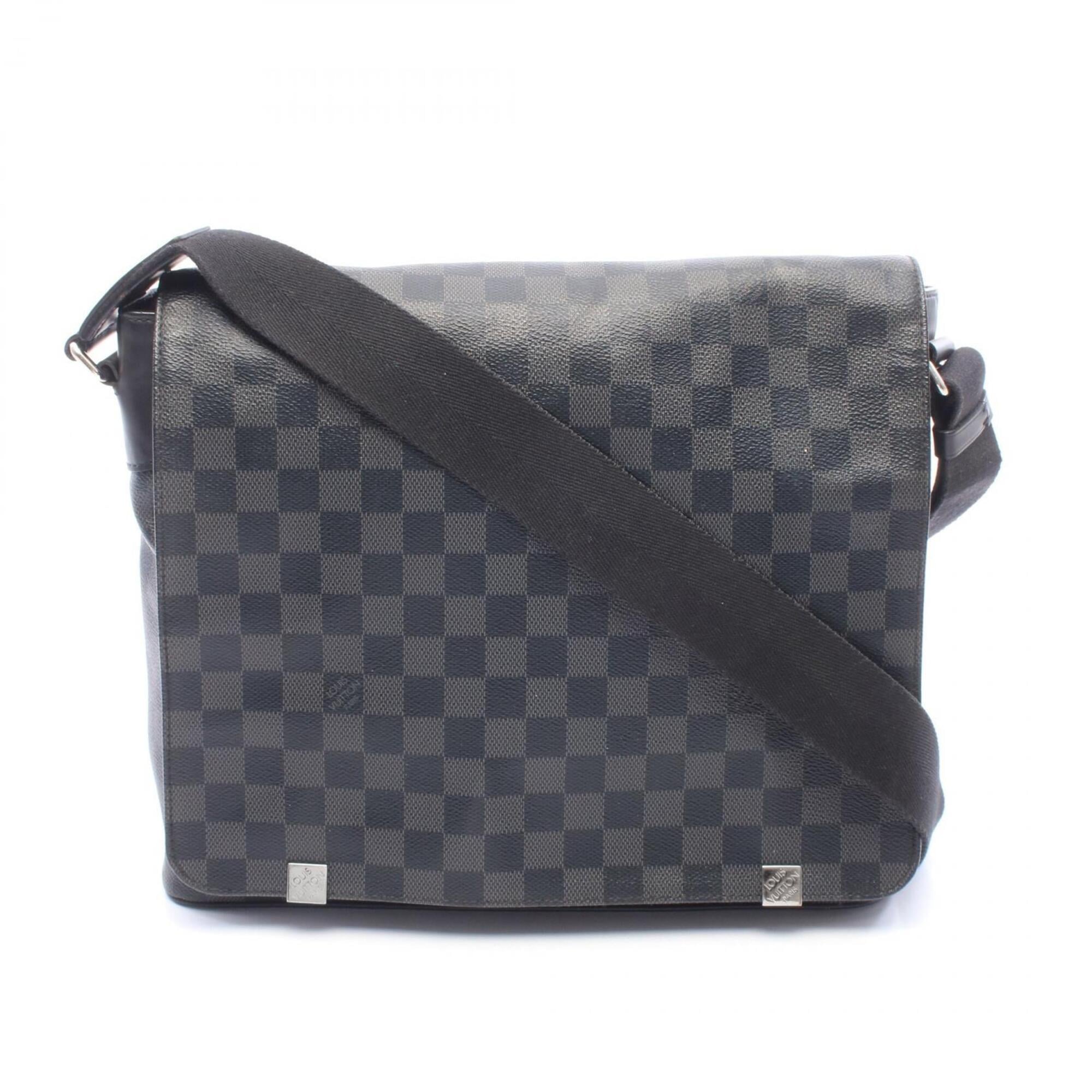 Louis Vuitton Black Coated Canvas Leather Handbag Shoulder Bag (Pre-Owned)
