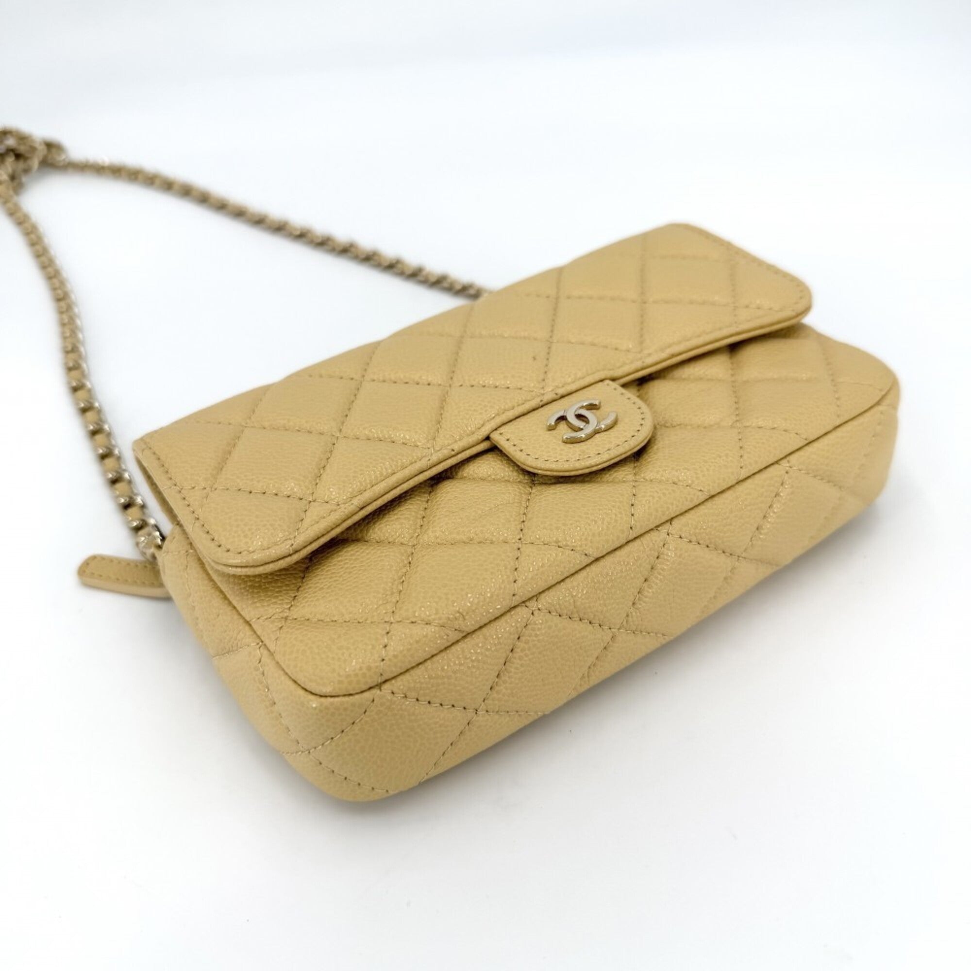 Chanel Yellow Grained Calfskin Shoulder Bag (Pre-Owned)