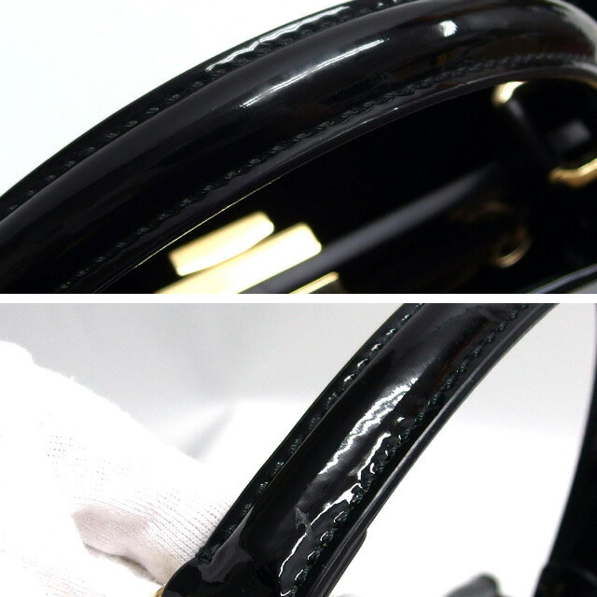 Fendi Peekaboo Black Brown Dark Brown Coated Canvas Patent Leather Handbag (Pre-Owned)