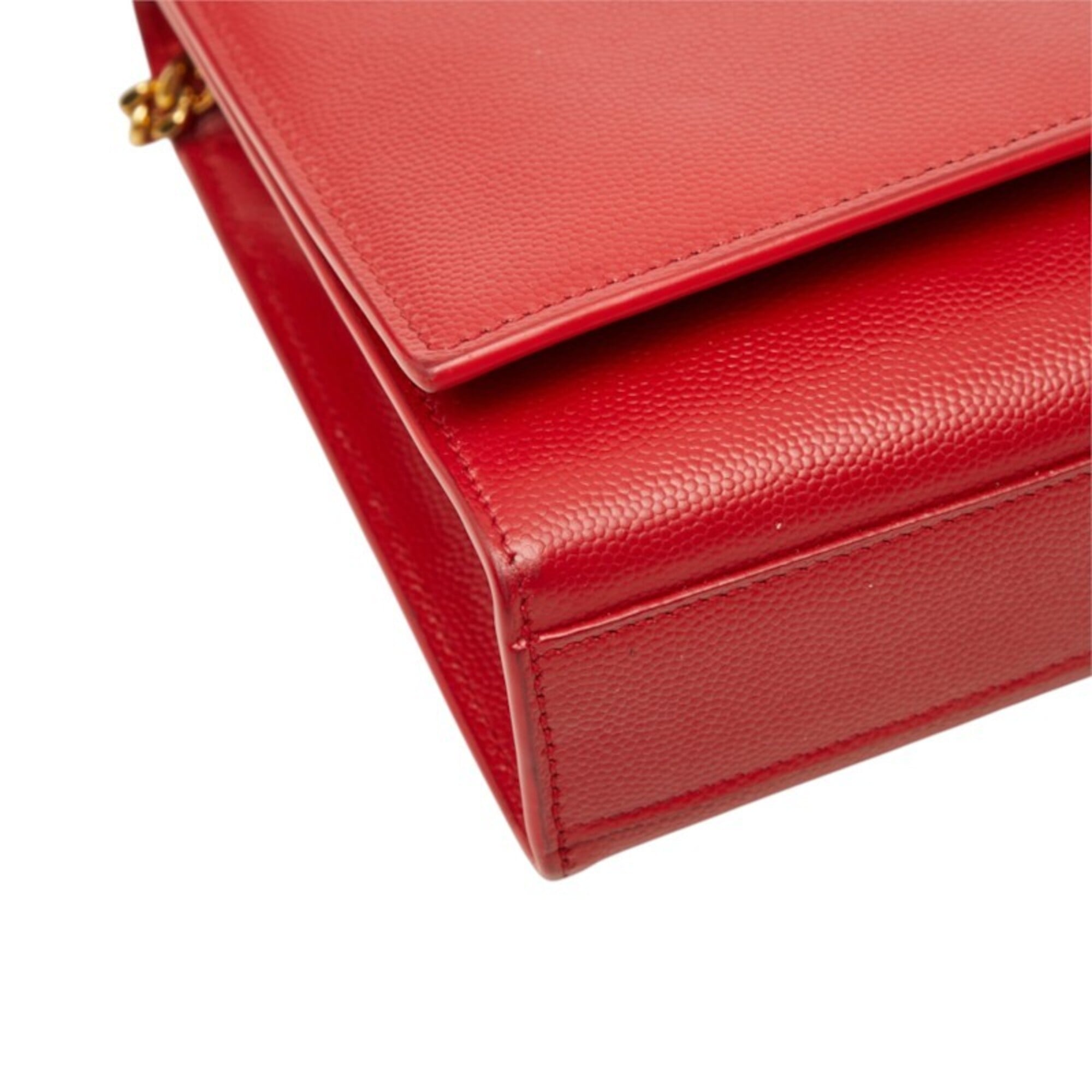 Saint Laurent Gold Red Color Leather Shoulder Bag (Pre-Owned)
