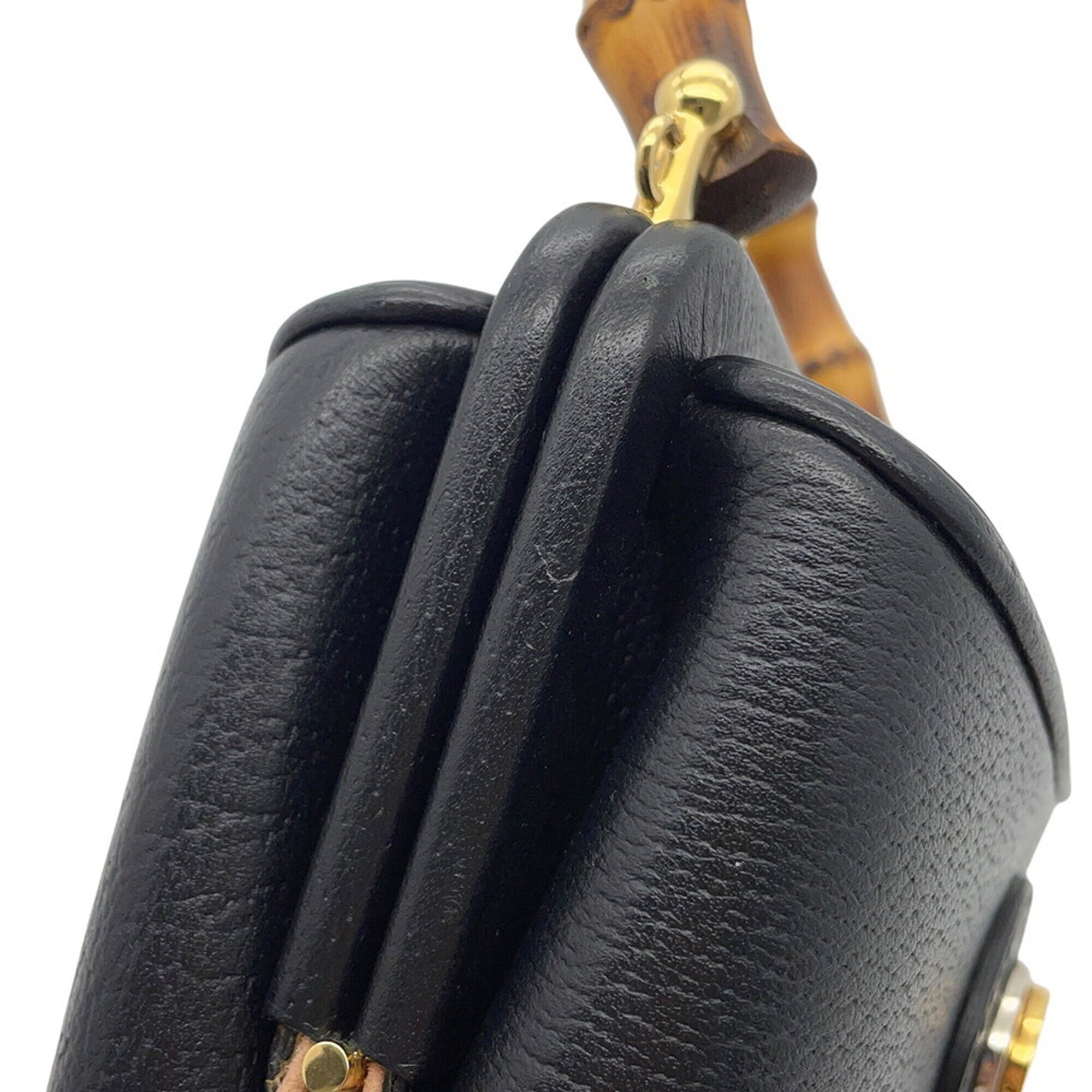 Gucci Black Leather Handbag Shoulder Bag (Pre-Owned)