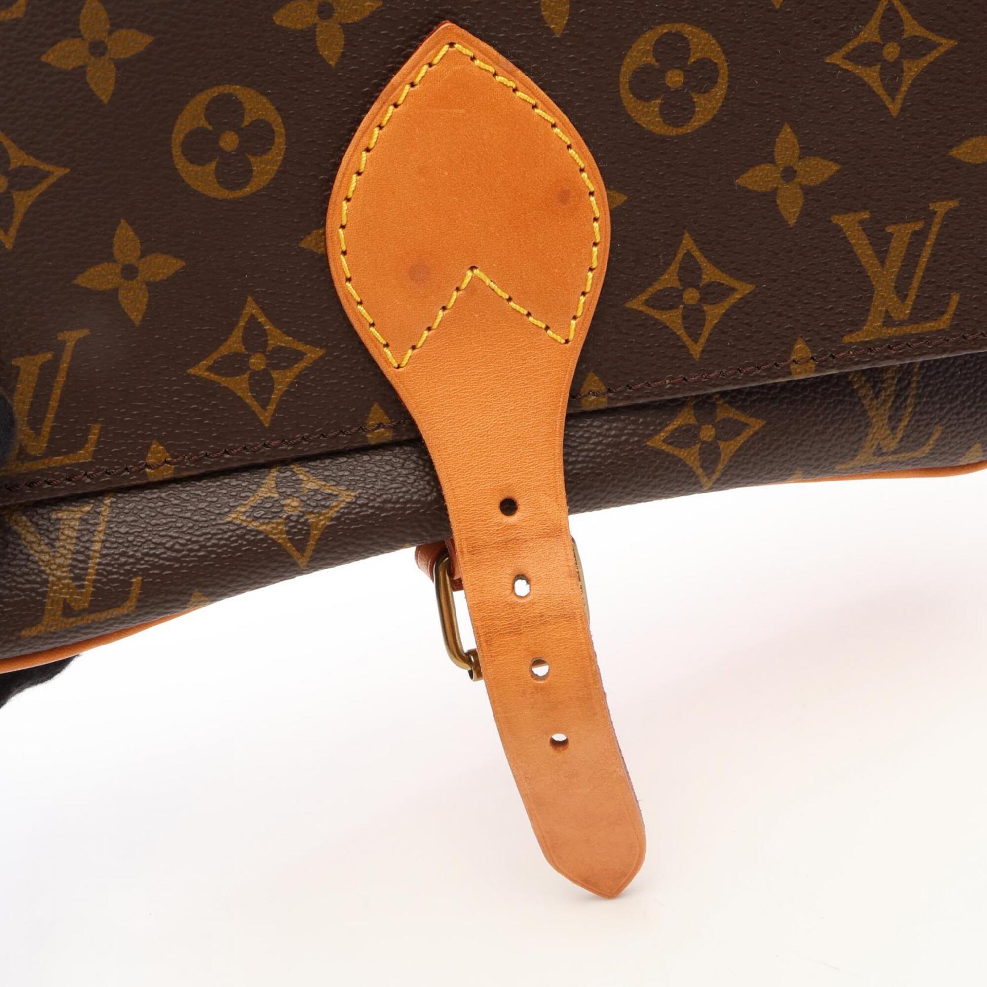 Louis Vuitton Brown Coated Canvas Leather Handbag Shoulder Bag (Pre-Owned)