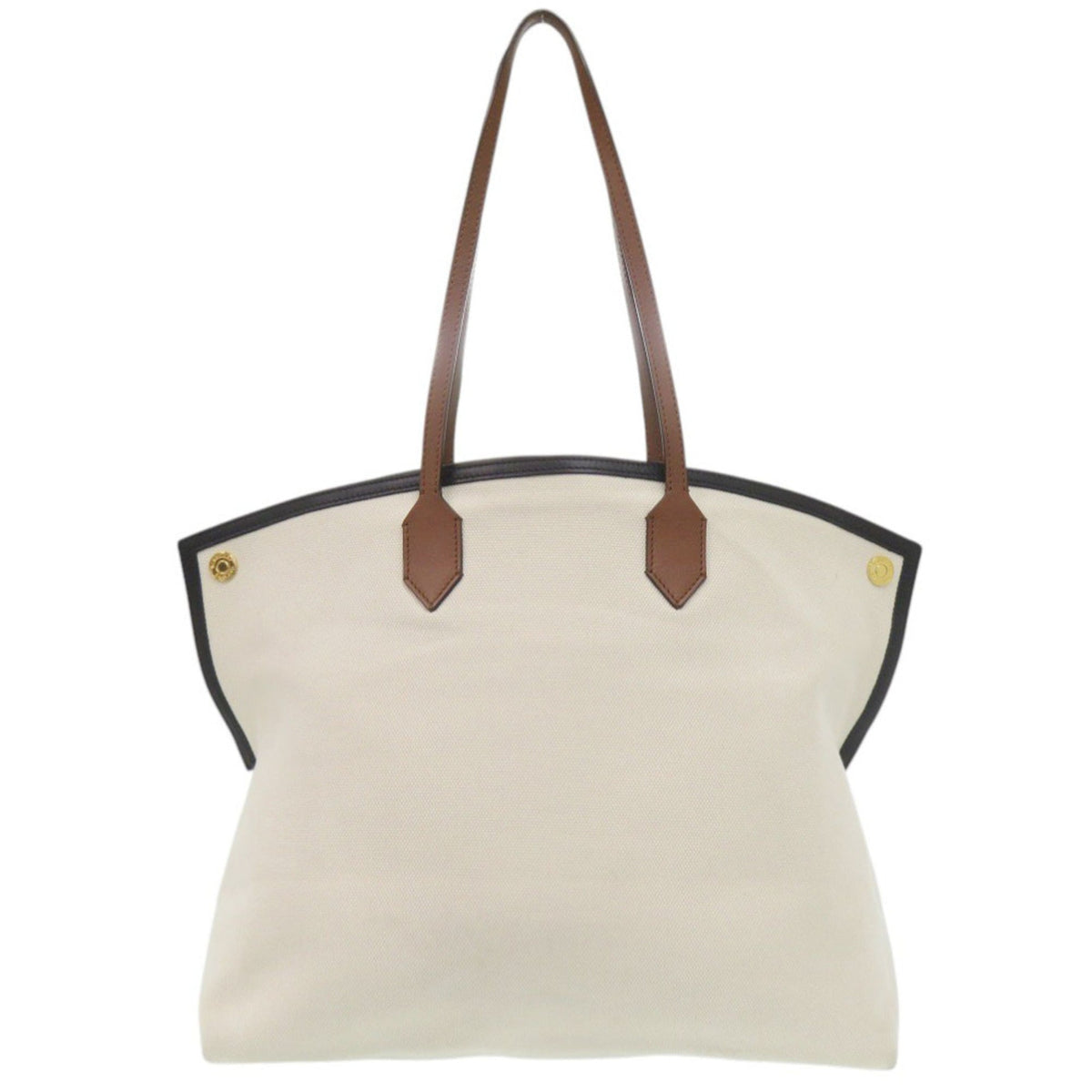 Burberry Brown White Canvas Leather Tote Bag (Pre-Owned)