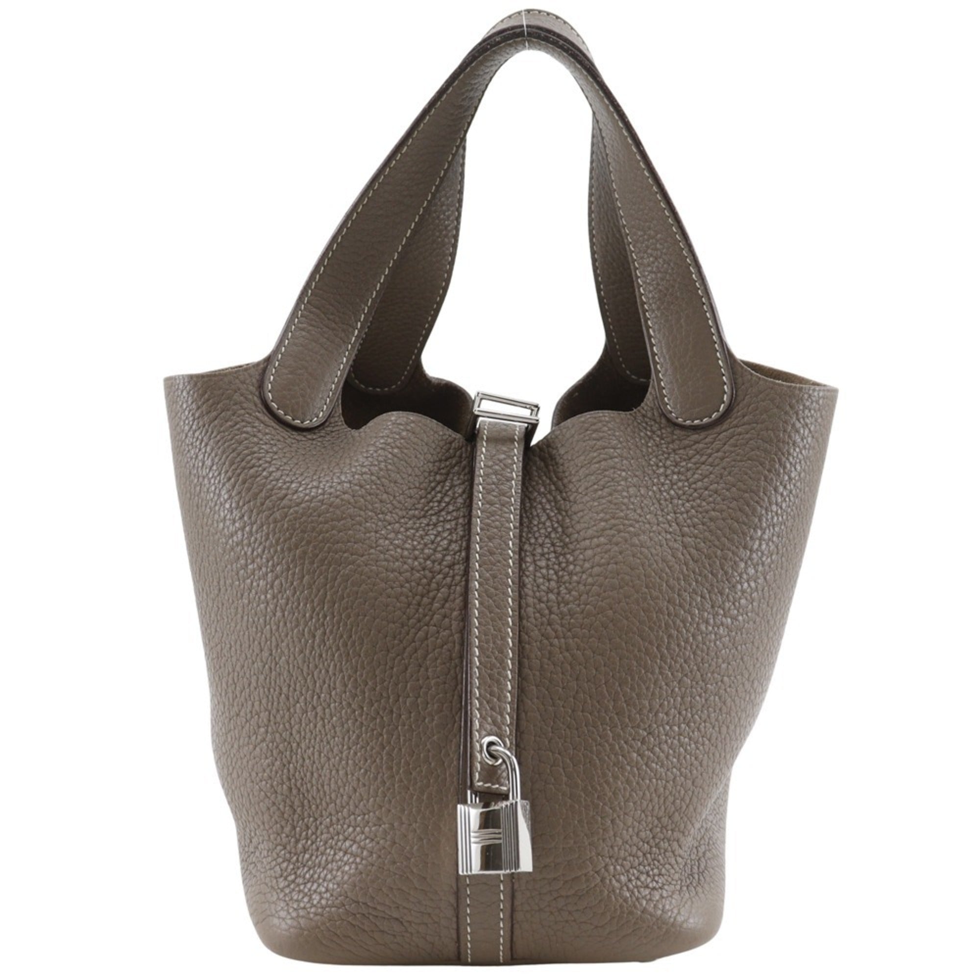Hermes Picotin Etoupe Gray Taurillon Clemence Leather Handbag (Pre-Owned)