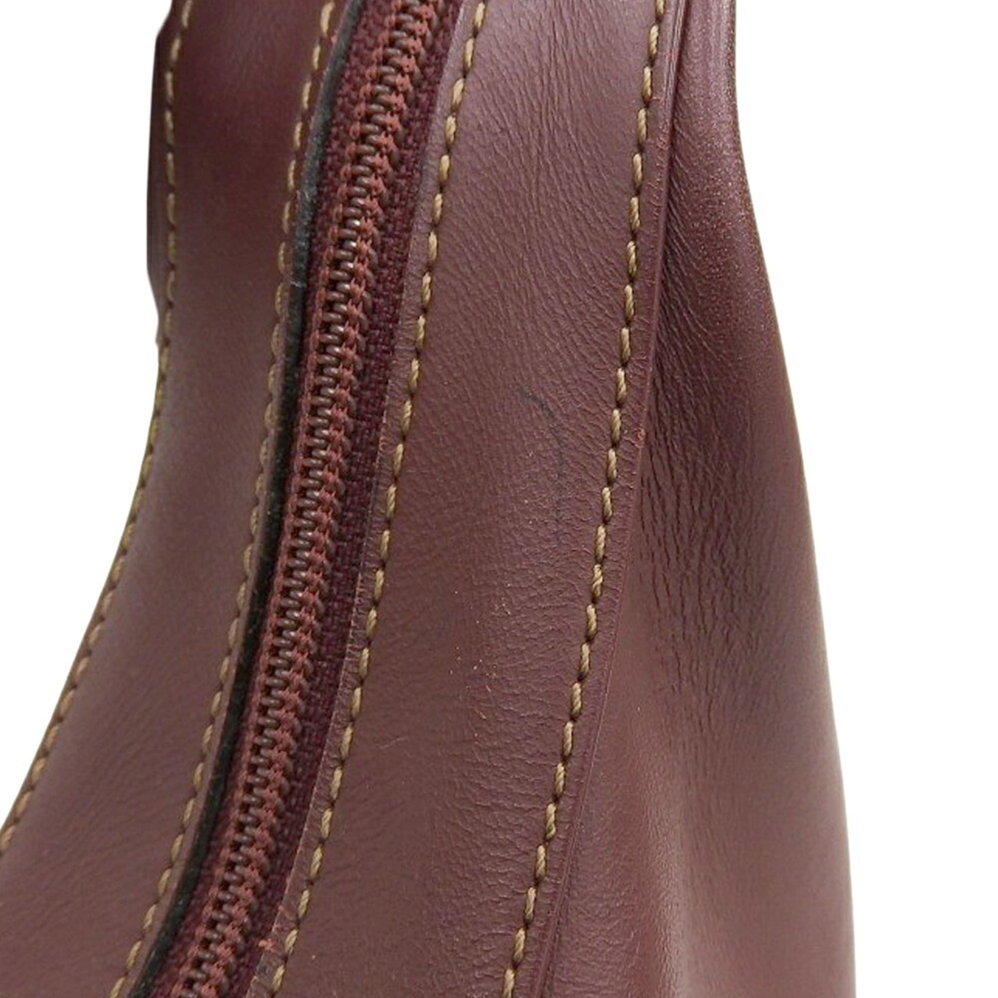 Cartier Bordeaux Leather Shoulder Bag (Pre-Owned)