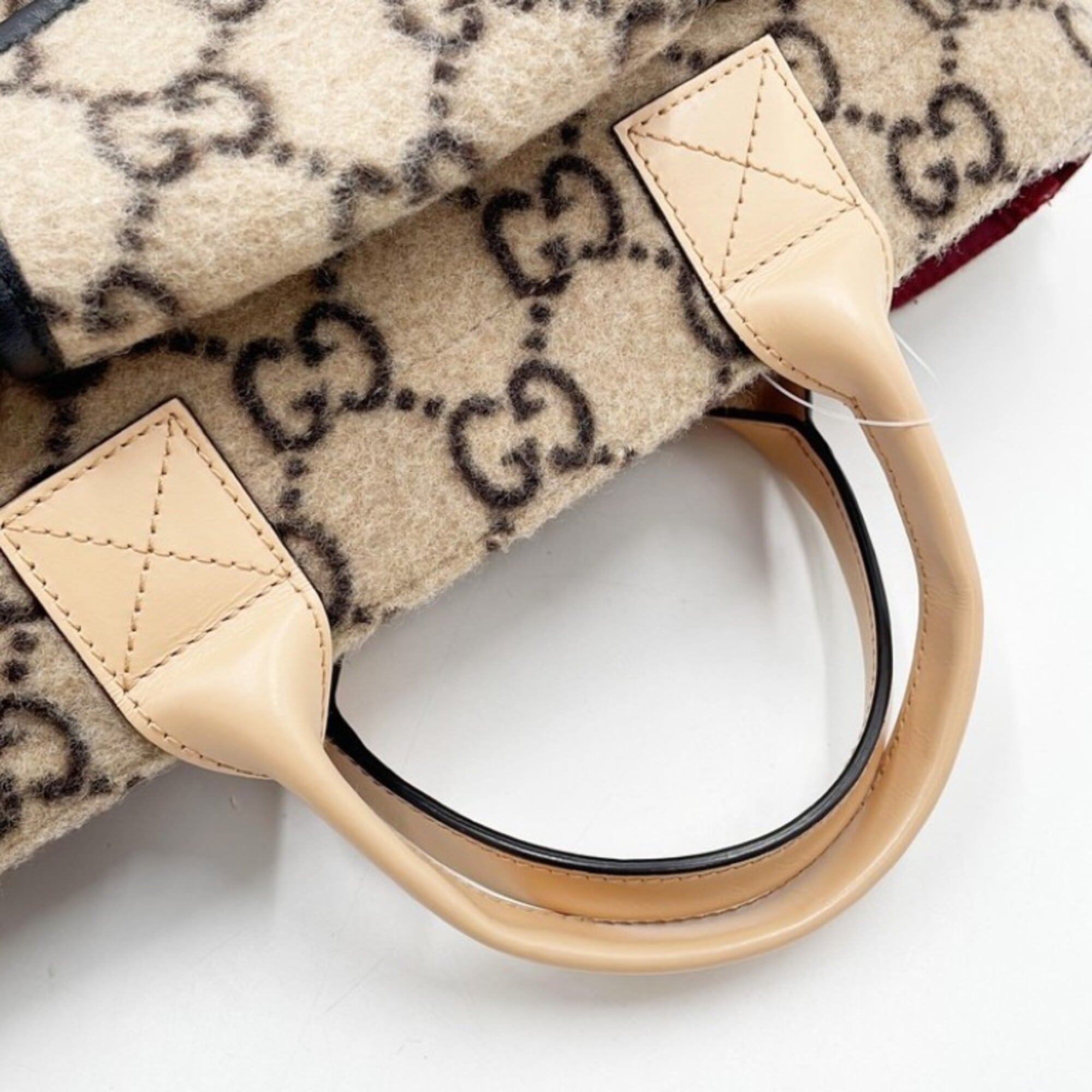 Gucci Beige Wool Leather Handbag (Pre-Owned)