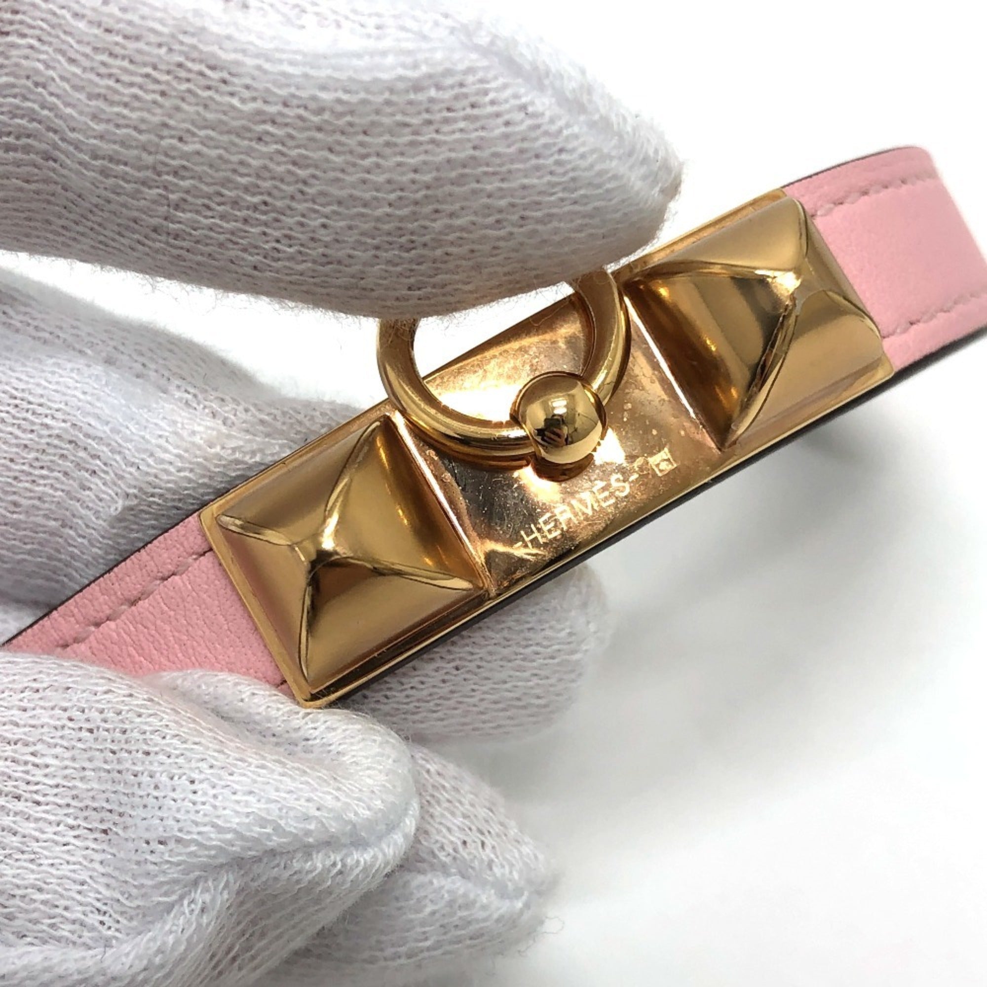 Hermes Pink Swift Leather Charm Bracelet (Pre-Owned)