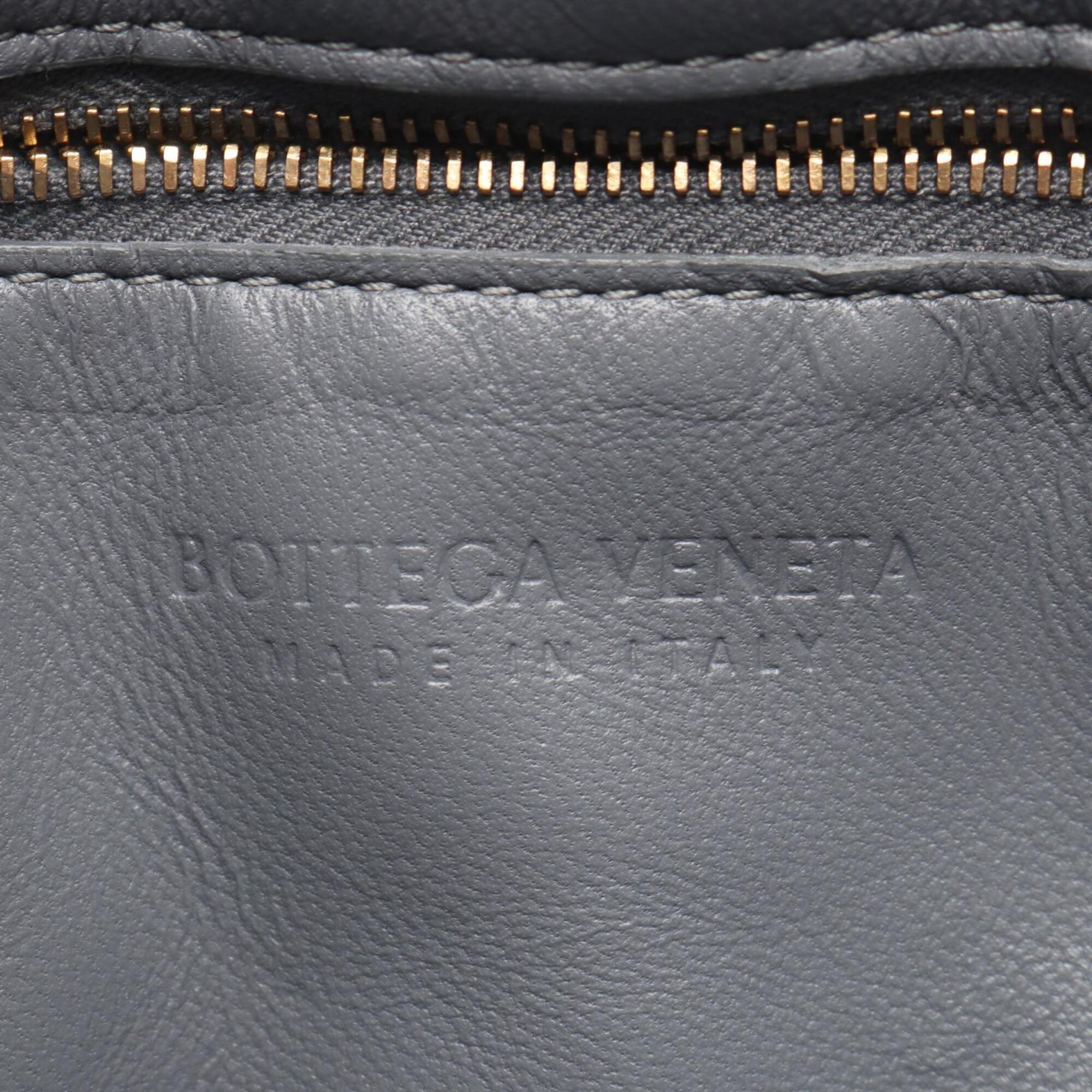 Bottega Veneta Intrecciato Gray Leather Handbag Shoulder Bag (Pre-Owned)