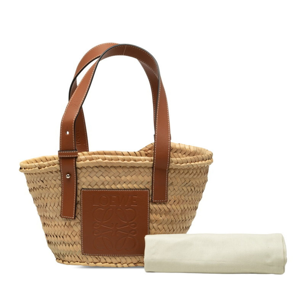 Loewe Brown Raffia Leather Basket Handbag (Pre-Owned)