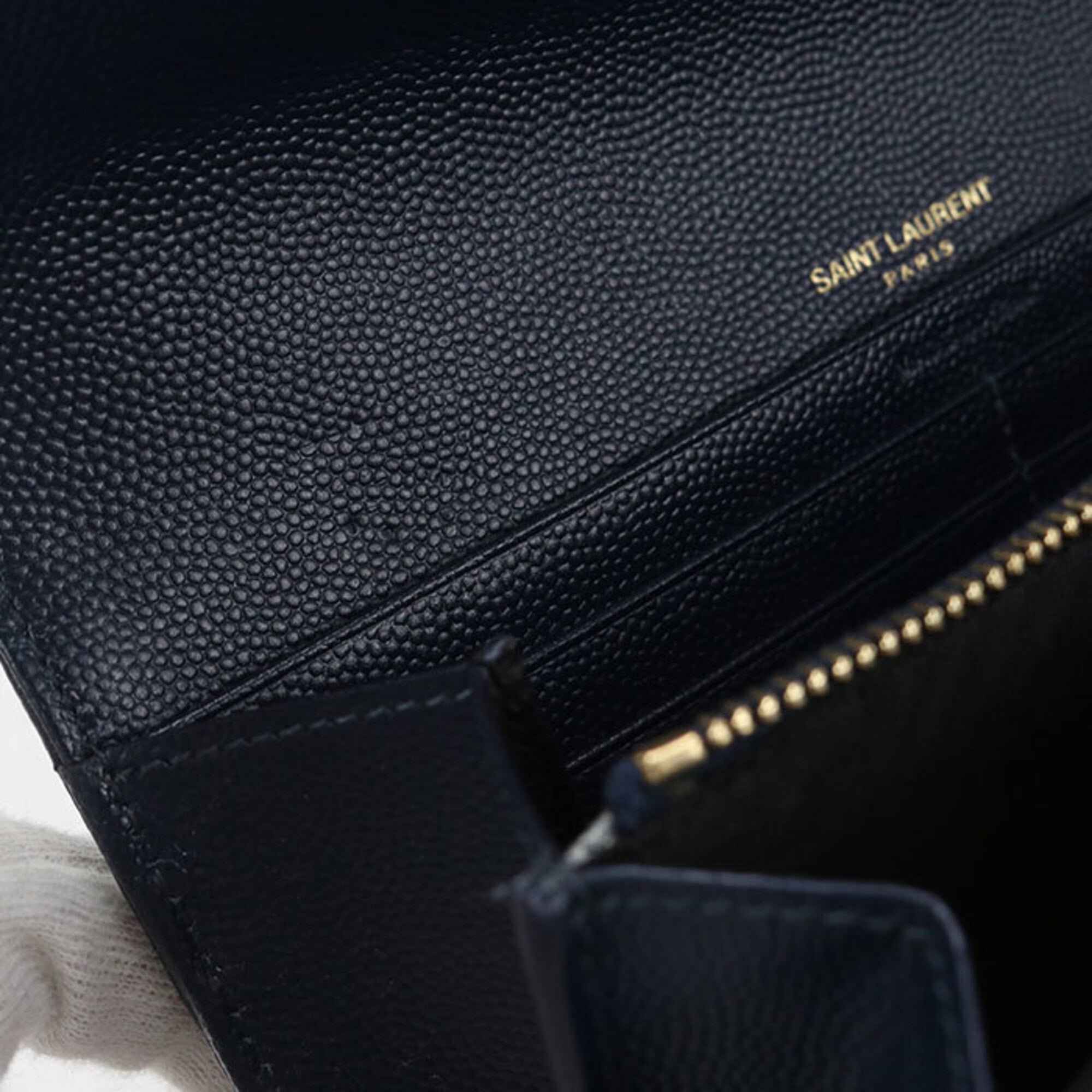 Saint Laurent Navy Leather Long Wallet (Bi-Fold) (Pre-Owned)