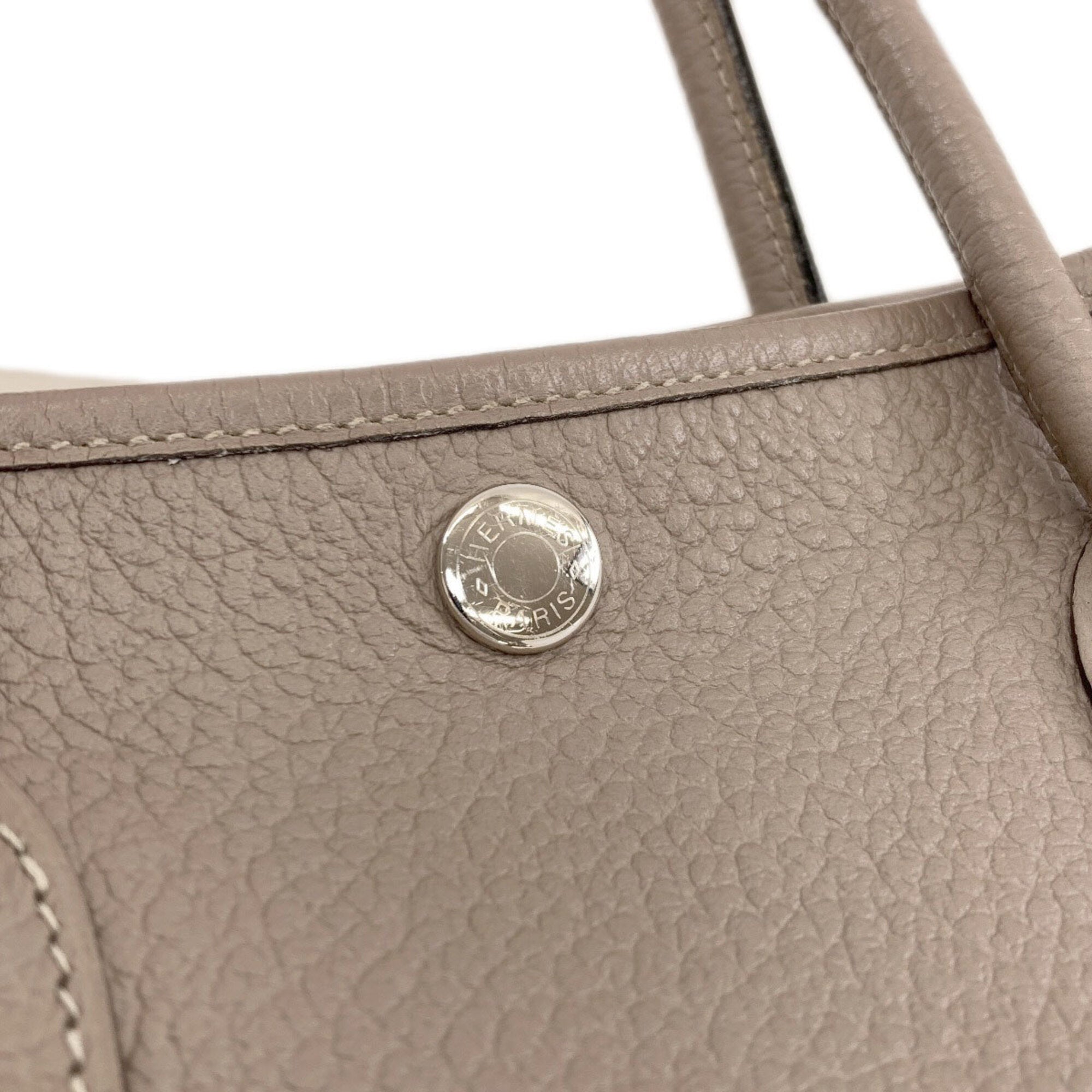 Hermes Gray Vache Leather Handbag (Pre-Owned)