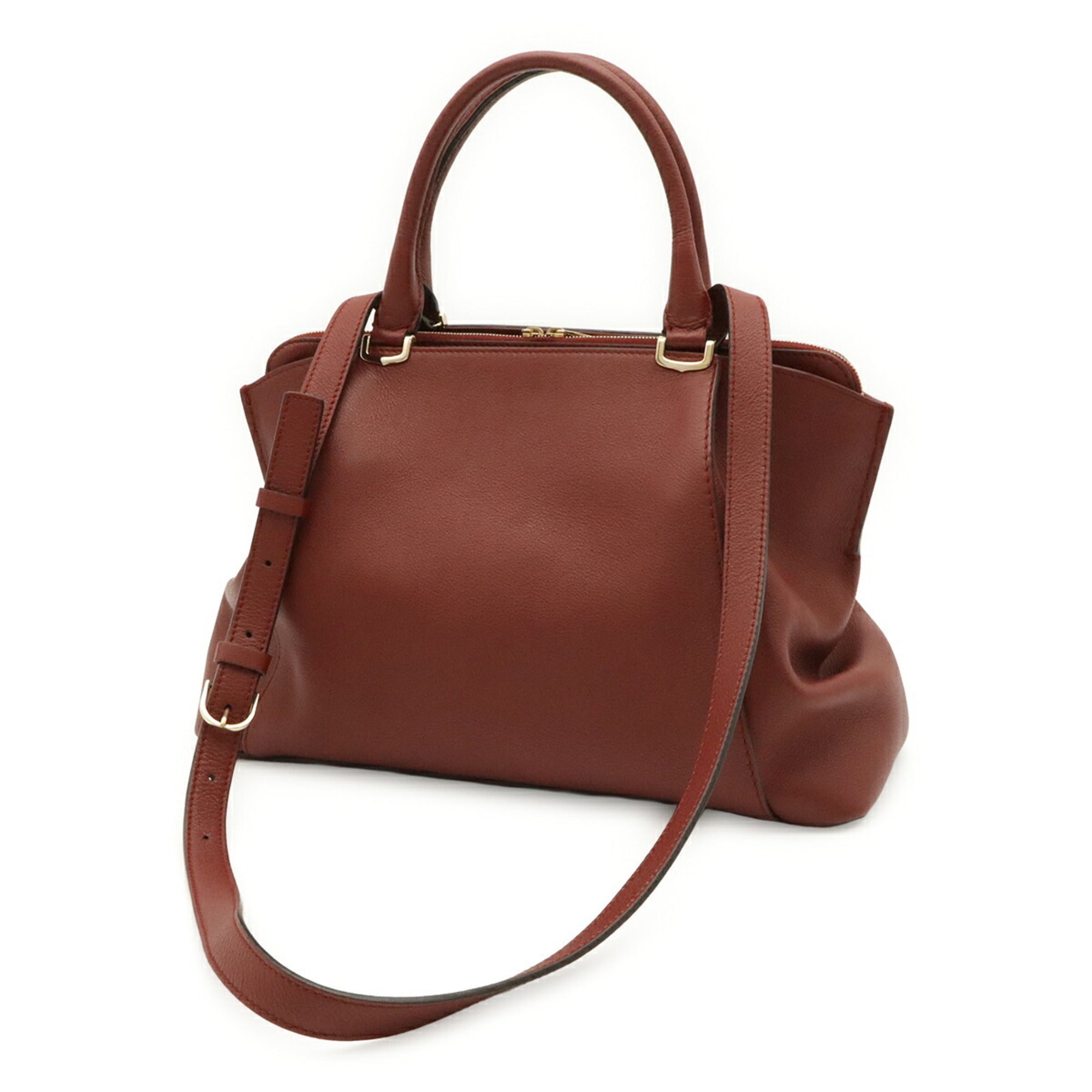 Cartier Bordeaux Leather Handbag Shoulder Bag (Pre-Owned)