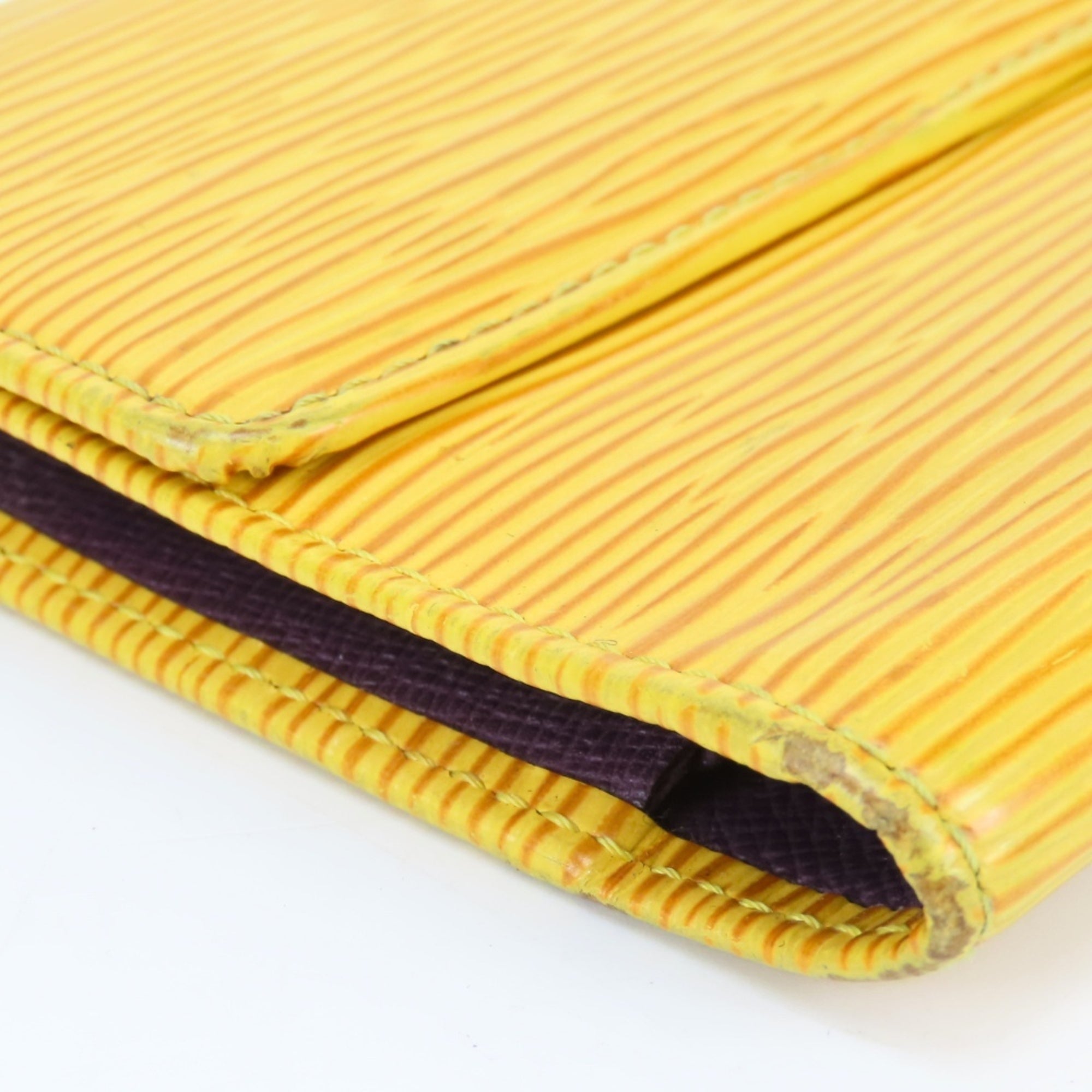 Louis Vuitton Purple Yellow Epi Leather Wallet (Tri-Fold) (Pre-Owned)
