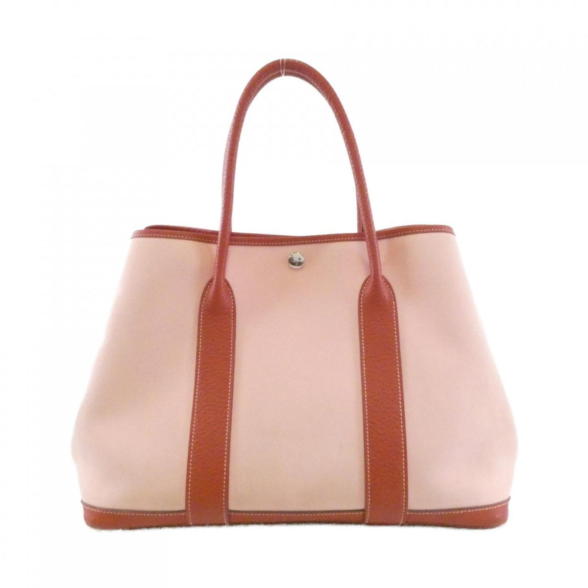 Hermes Rose Sakura Country Leather Toile Officier Handbag (Pre-Owned)