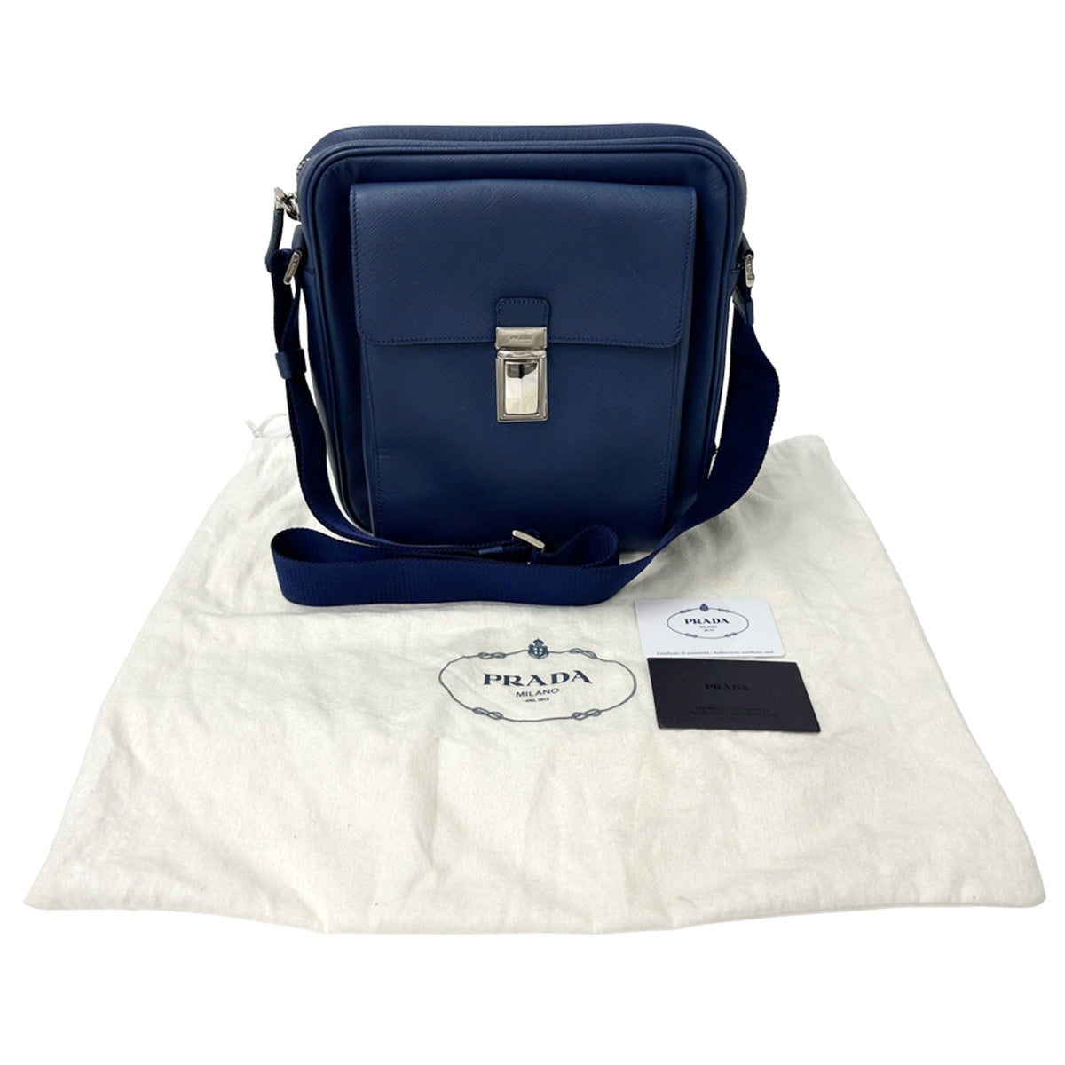 Prada Blue Saffiano Handbag Shoulder Bag (Pre-Owned)