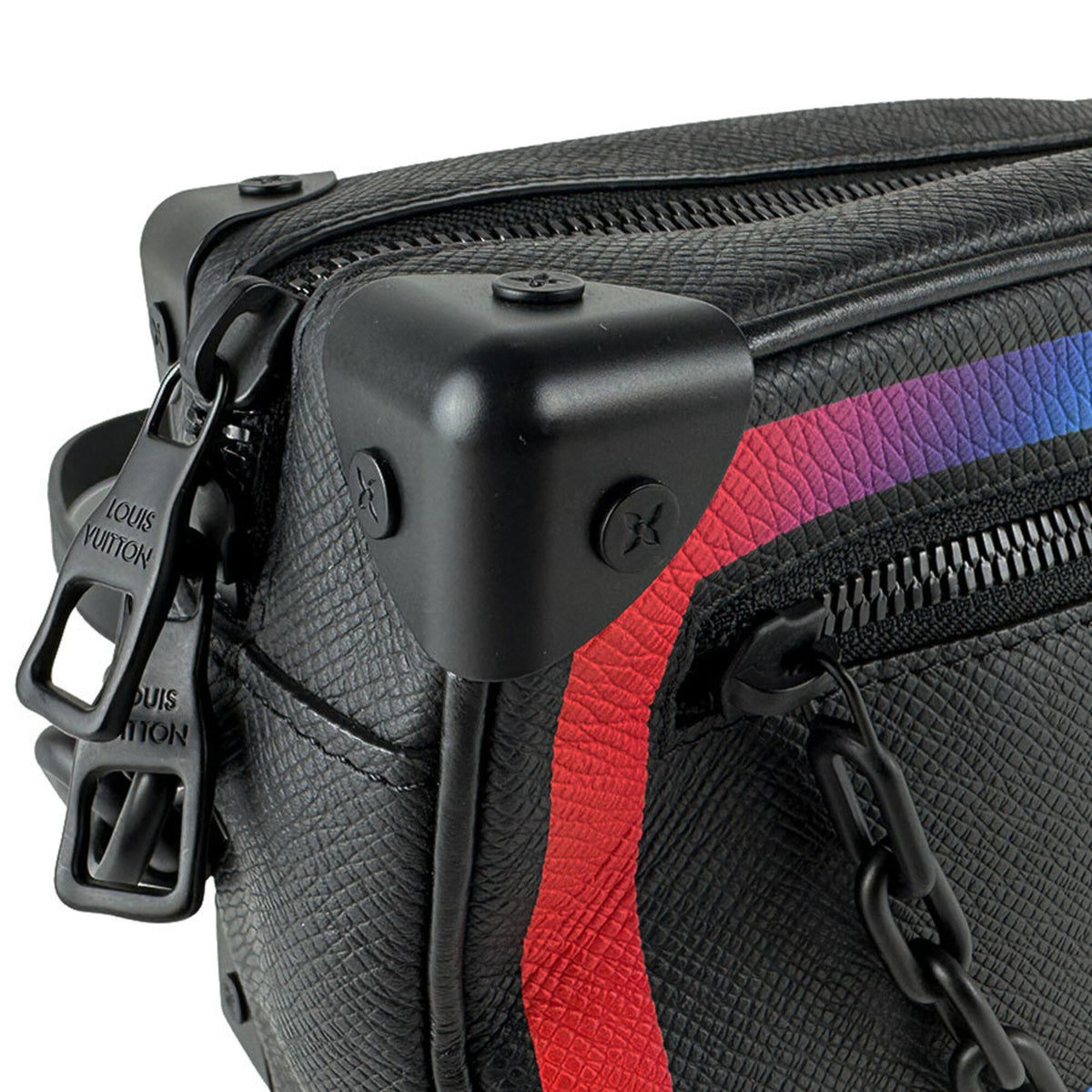 Louis Vuitton Black Multi-Color Taiga Leather Shoulder Bag (Pre-Owned)