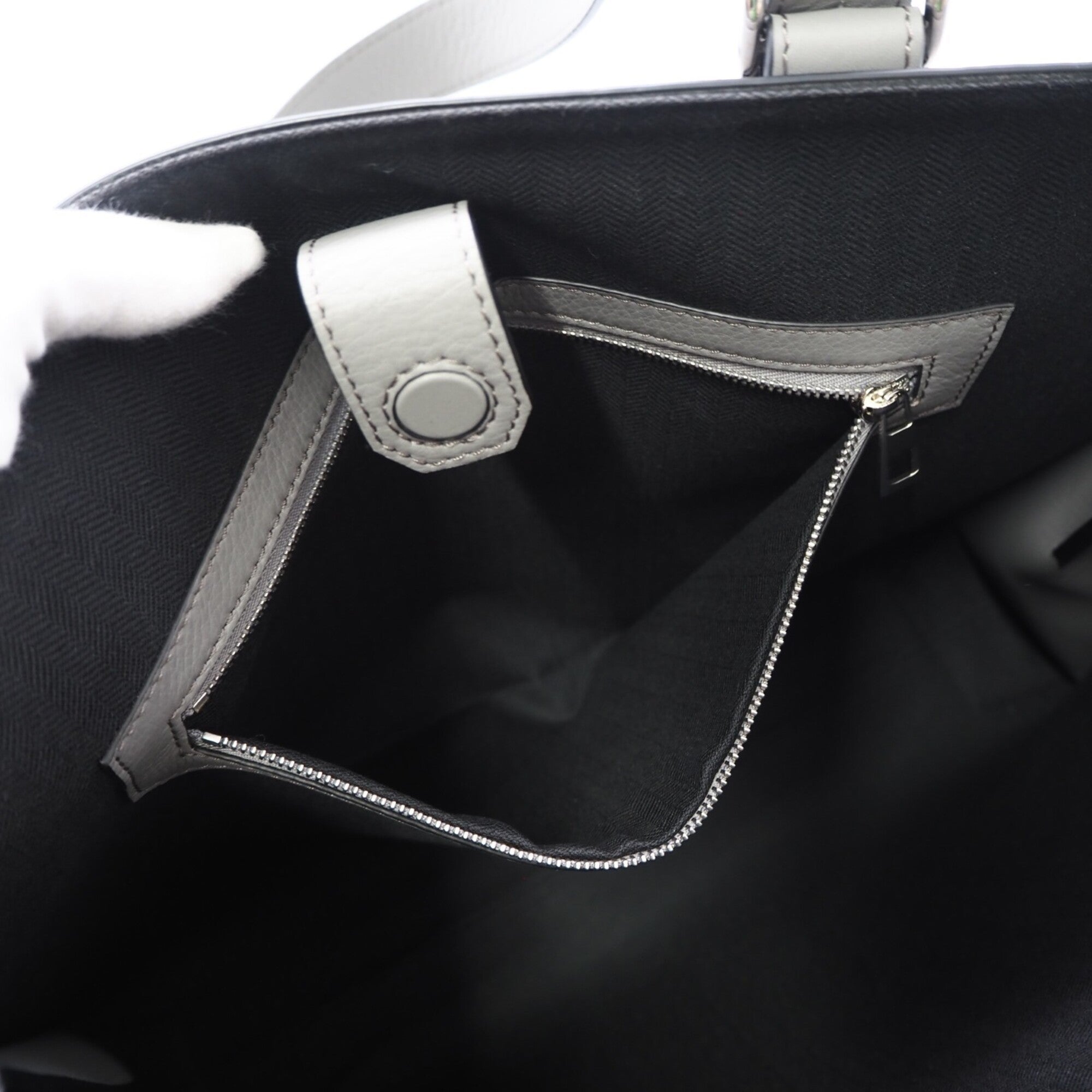 Loewe Gray Leather Shoulder Bag Tote Bag (Pre-Owned)