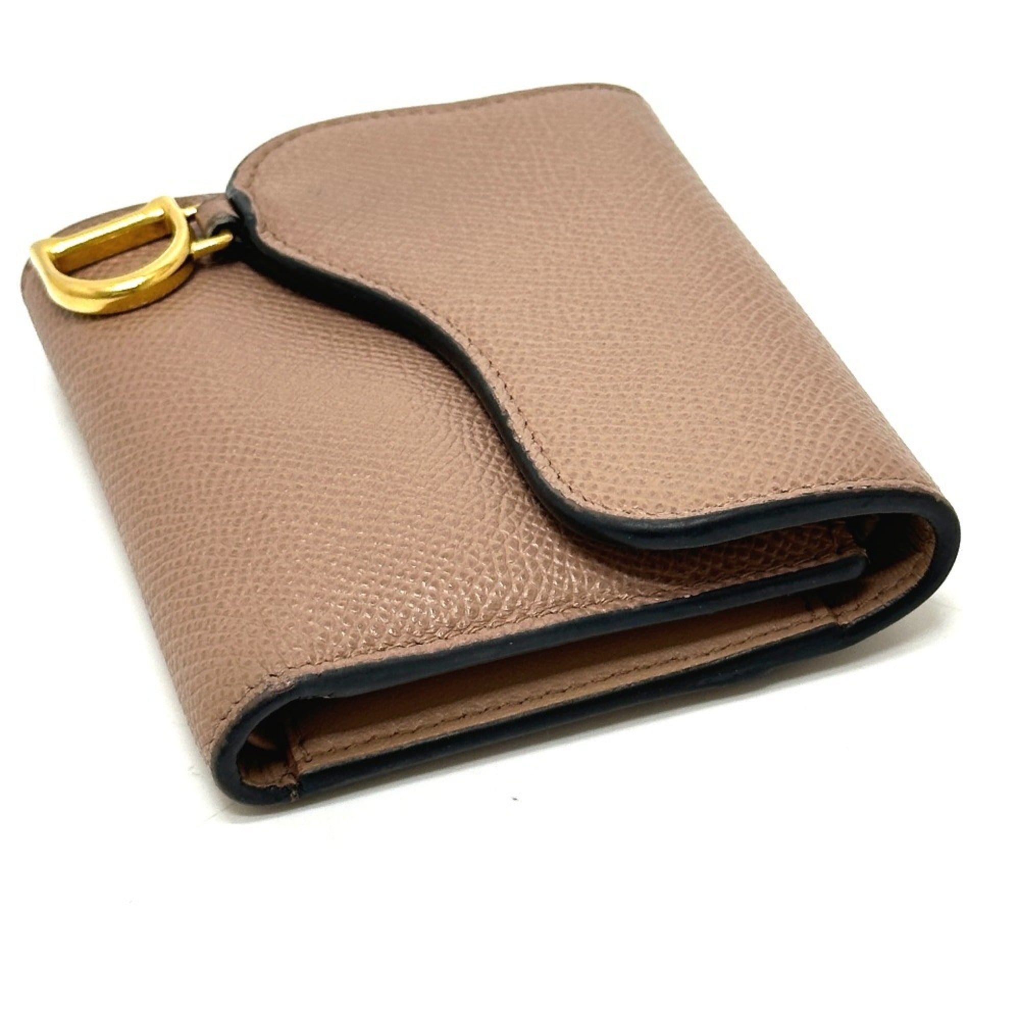 Christian Dior Beige Leather Wallet (Tri-Fold) (Pre-Owned)