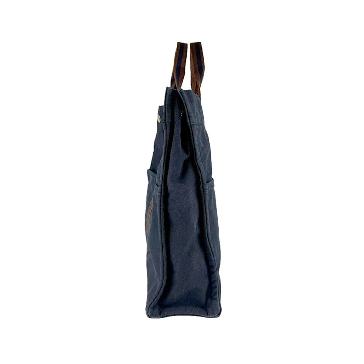 Hermes Brown Navy Canvas Handbag (Pre-Owned)