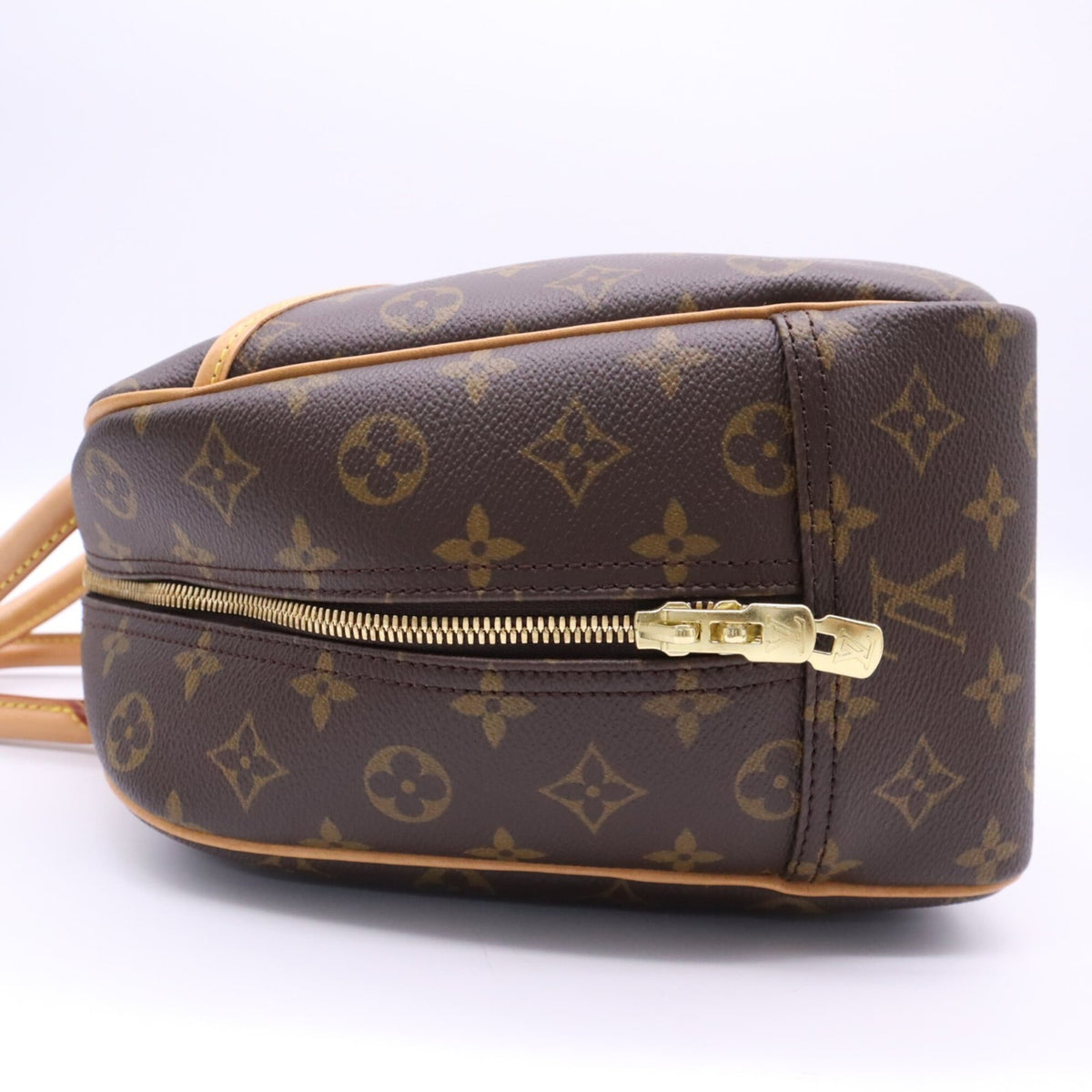 Louis Vuitton Beige Brown Coated Canvas Leather Handbag (Pre-Owned)