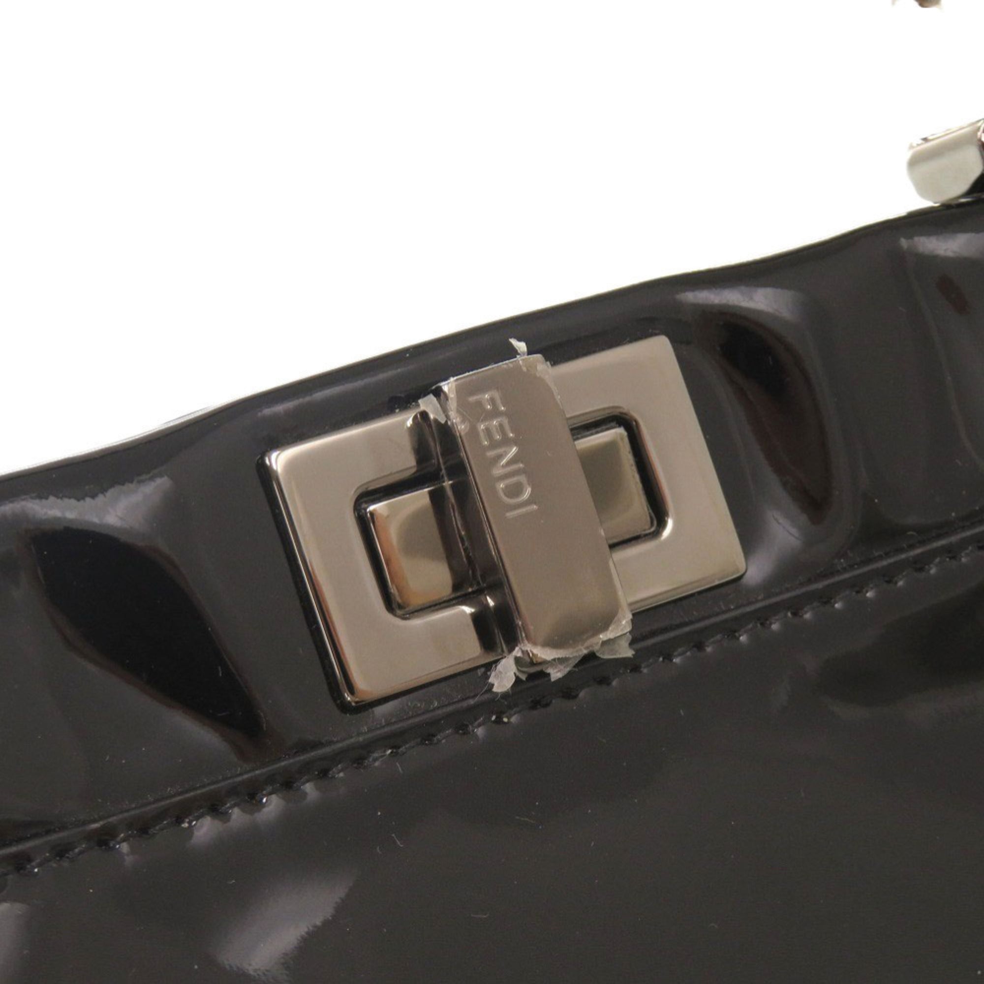 Fendi Black Red Color Patent Leather Handbag Shoulder Bag (Pre-Owned)