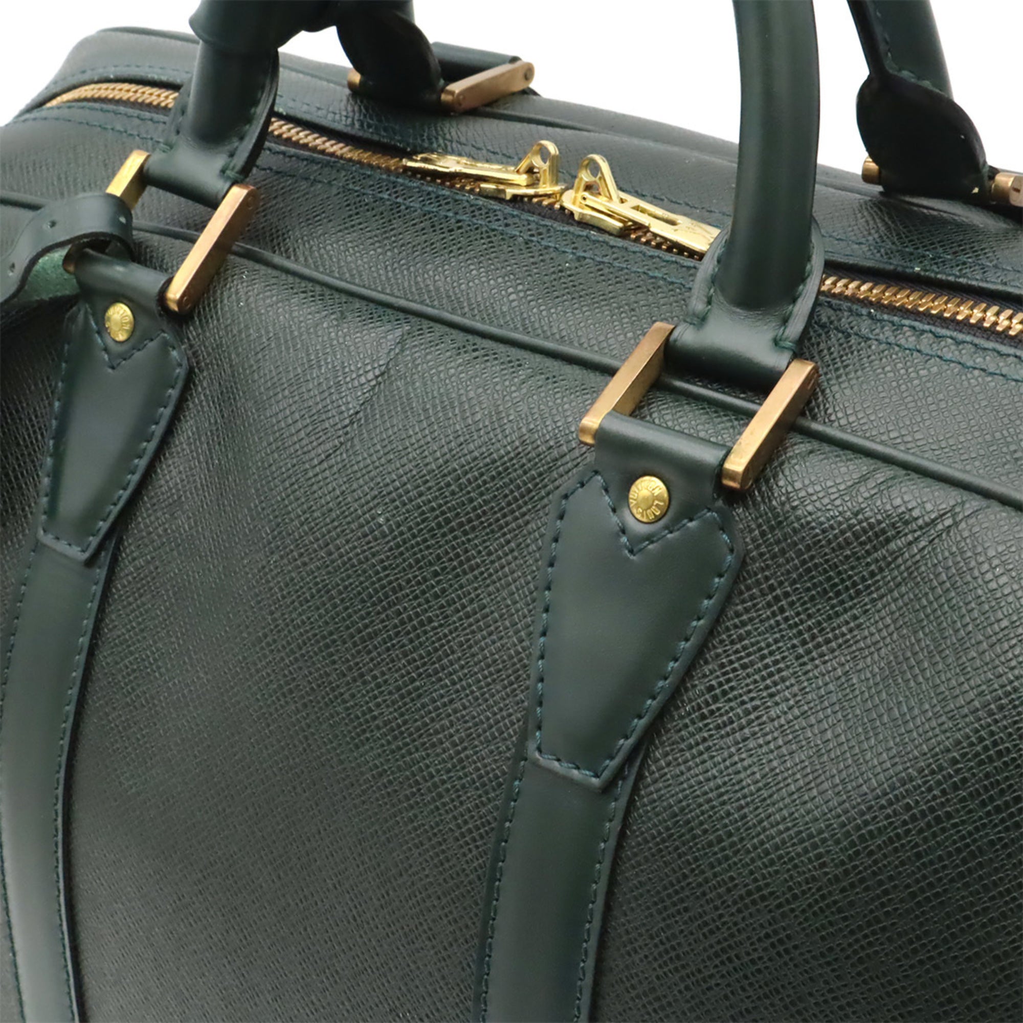 Louis Vuitton Episea Green Taiga Leather Boston Bag Shoulder Bag (Pre-Owned)