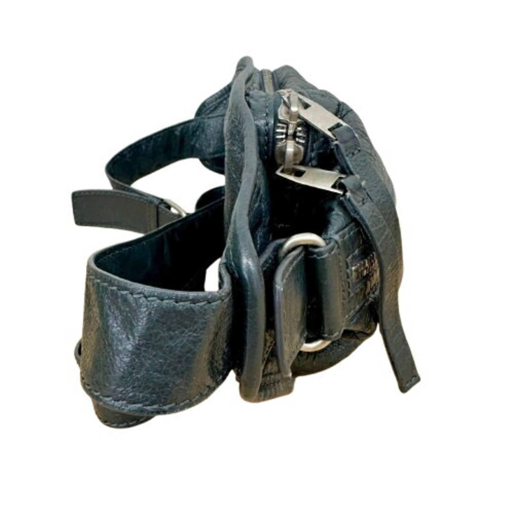 Balenciaga Gray Leather Fanny Pack Sling Bag (Pre-Owned)