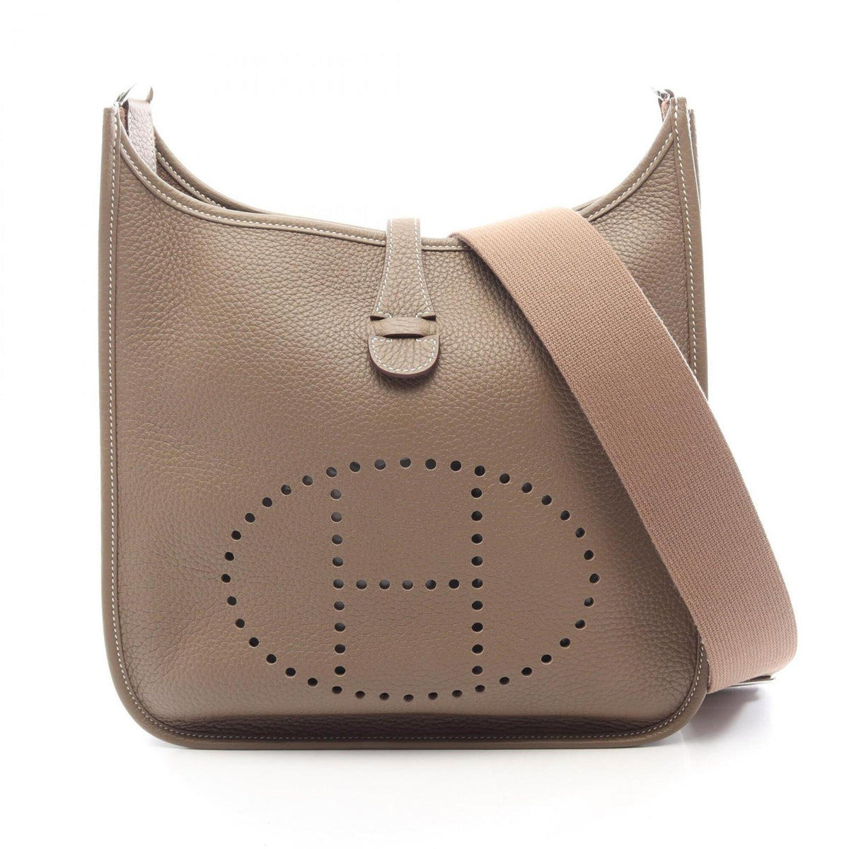 Hermes Etoupe Gray Gray Taurillon Clemence Leather Handbag Shoulder Bag (Pre-Owned)